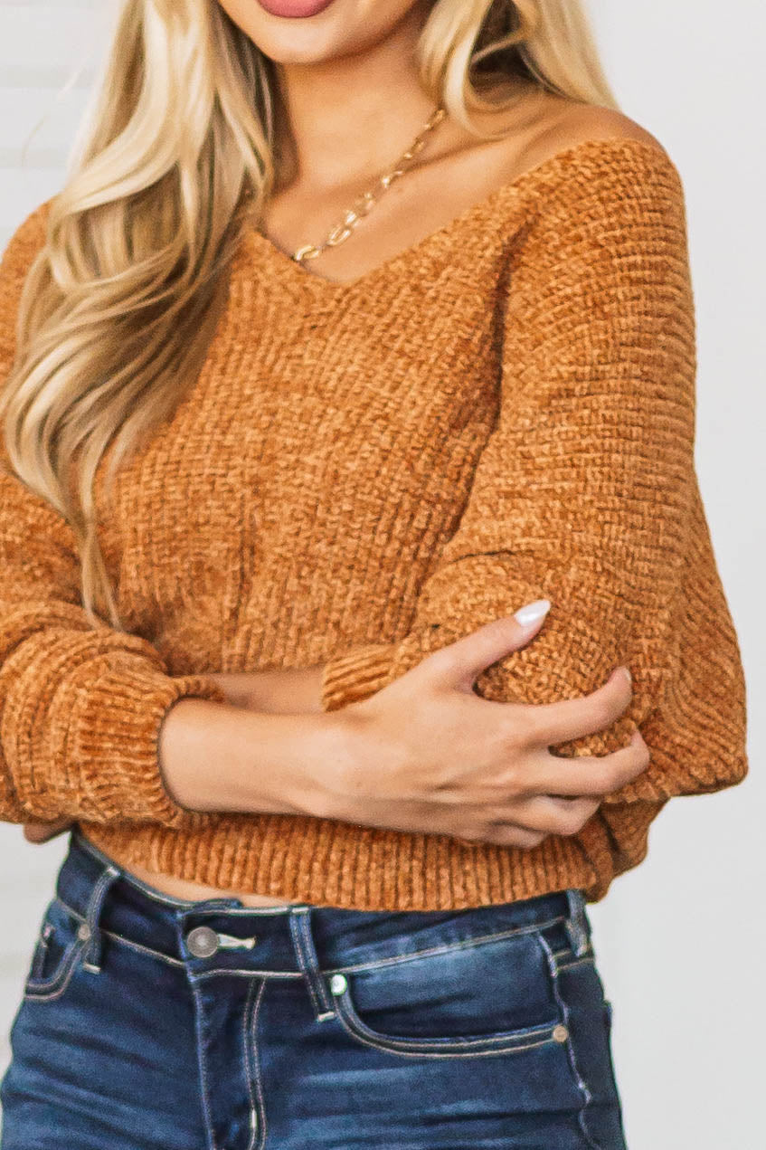 Brown Sugar Chenille Dolman Sleeve Wide Sweater