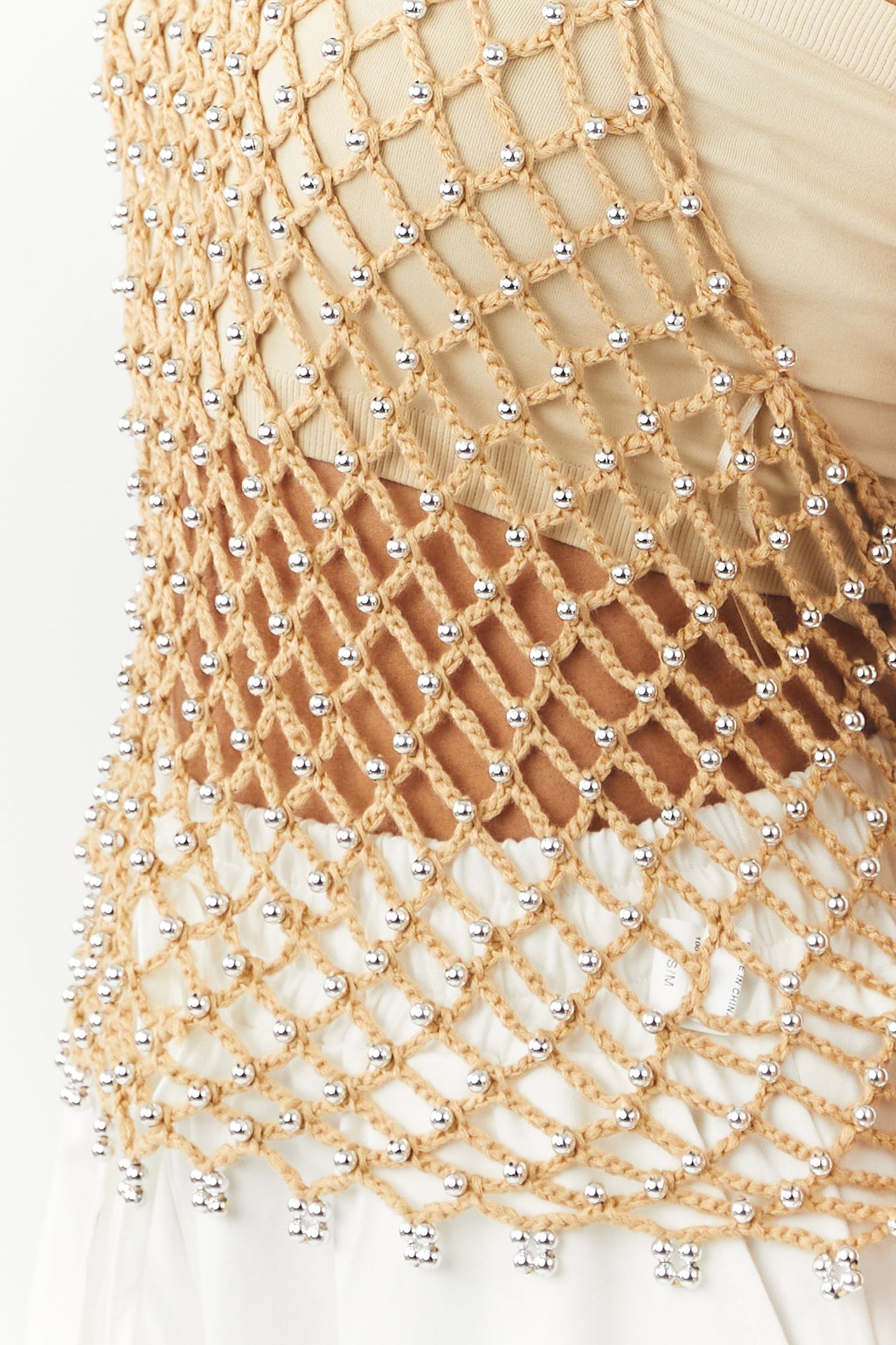 Brown Sugar Open Studded Crochet Halter Top