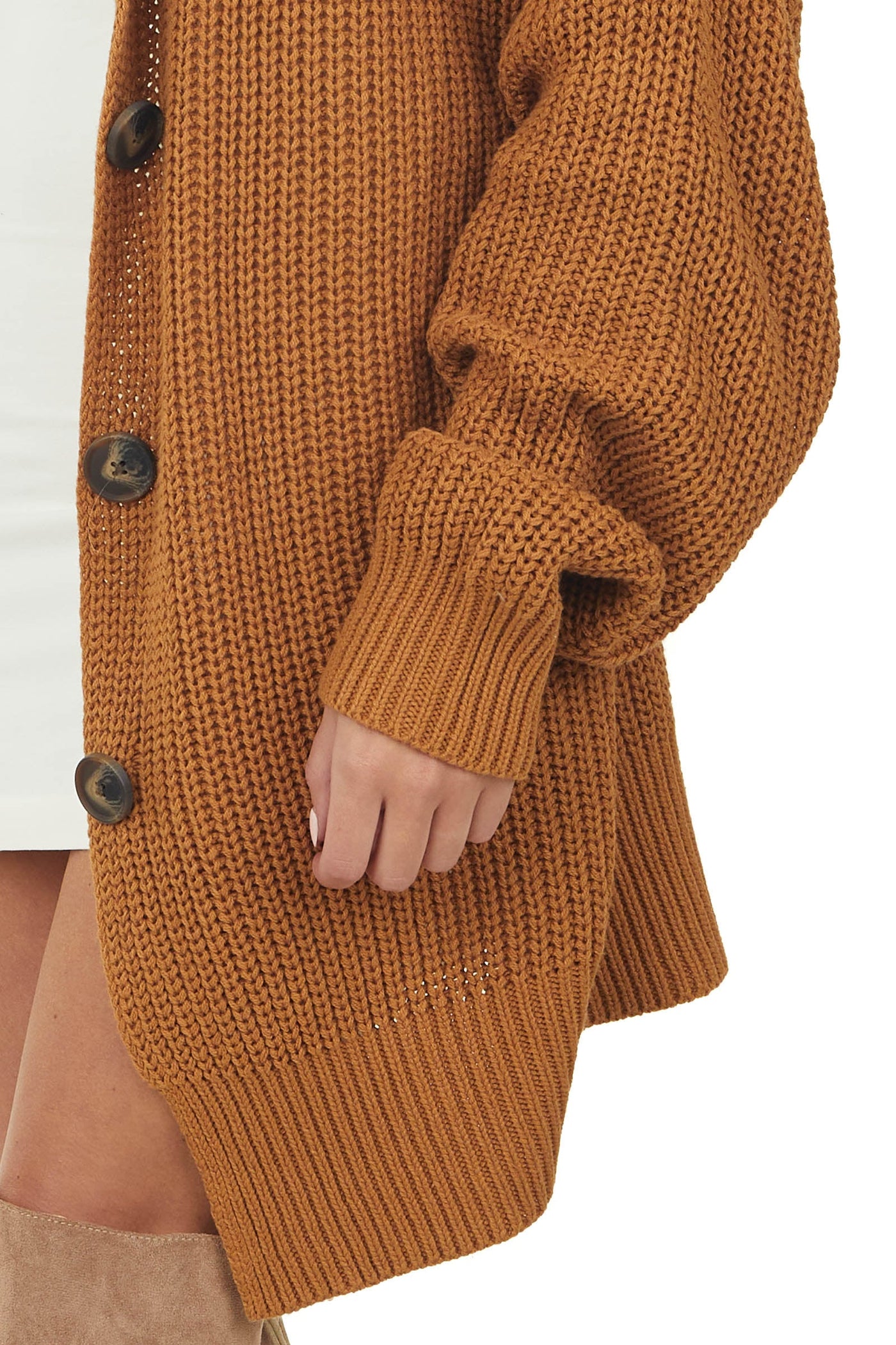 Brown Sugar Oversized Button Up Lapel Cardigan