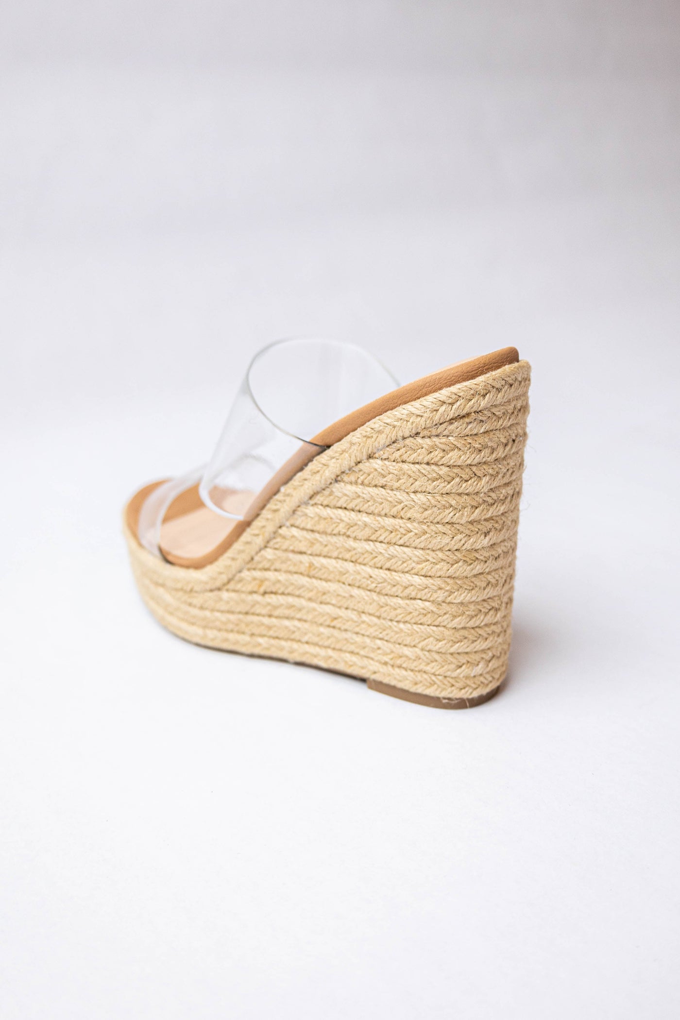 Brown Sugar Espadrille Lucite Wedge Heels