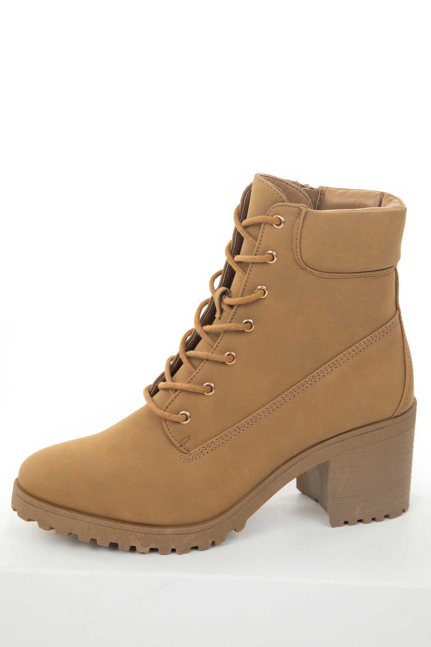 Brown Sugar Nubuck Lace Up Treaded Combat Boots