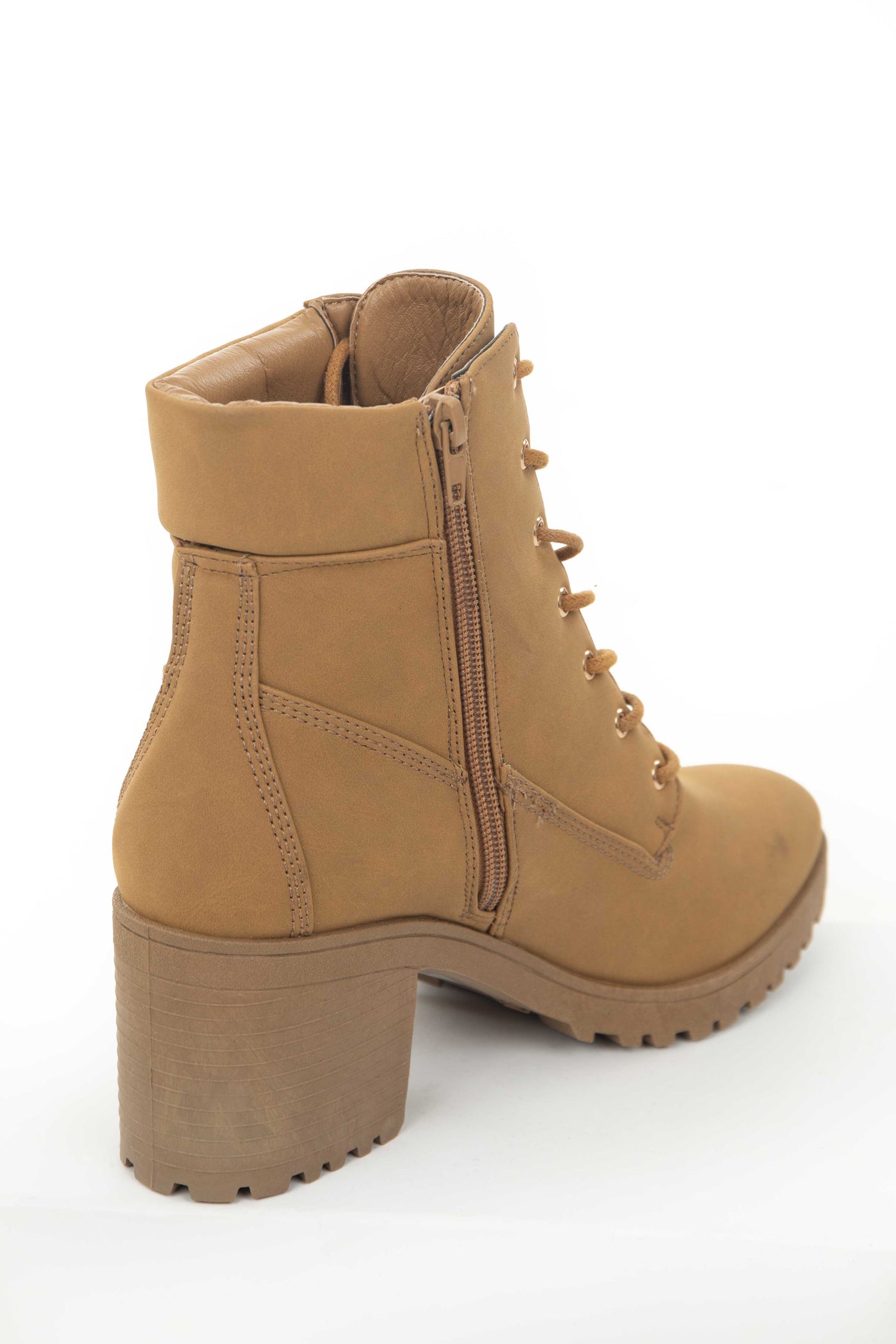 Brown Sugar Nubuck Lace Up Treaded Combat Boots