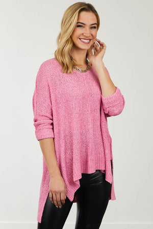 Bubblegum 3/4 Sleeve Oversized Sweater with Folded Cuffs