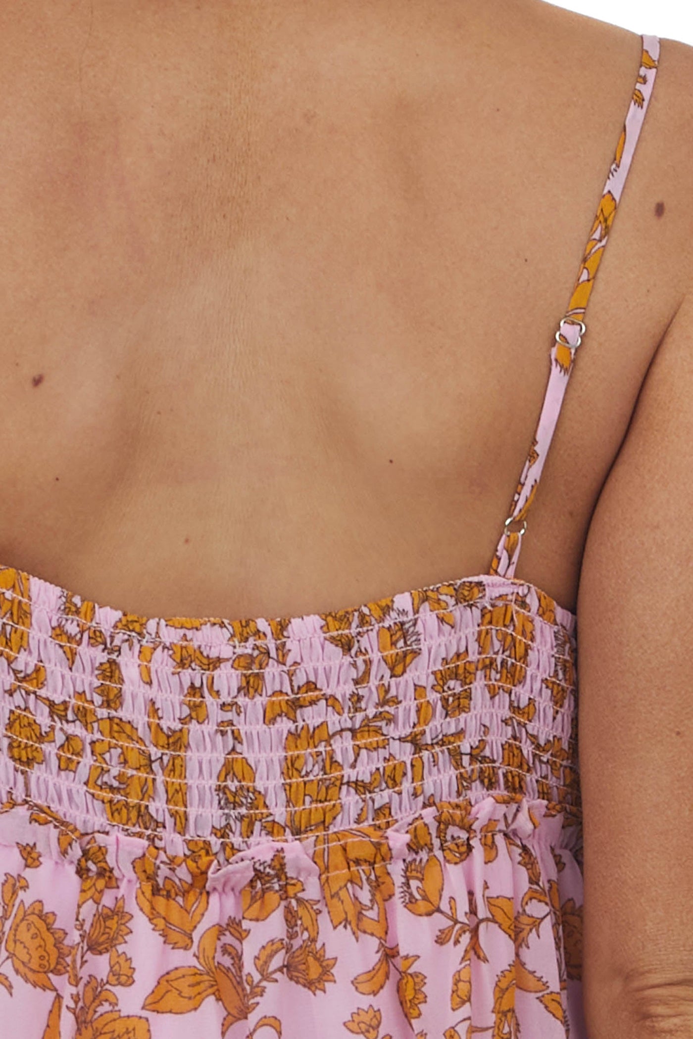 Bubblegum Pink Floral Tiered Cami Mini Dress