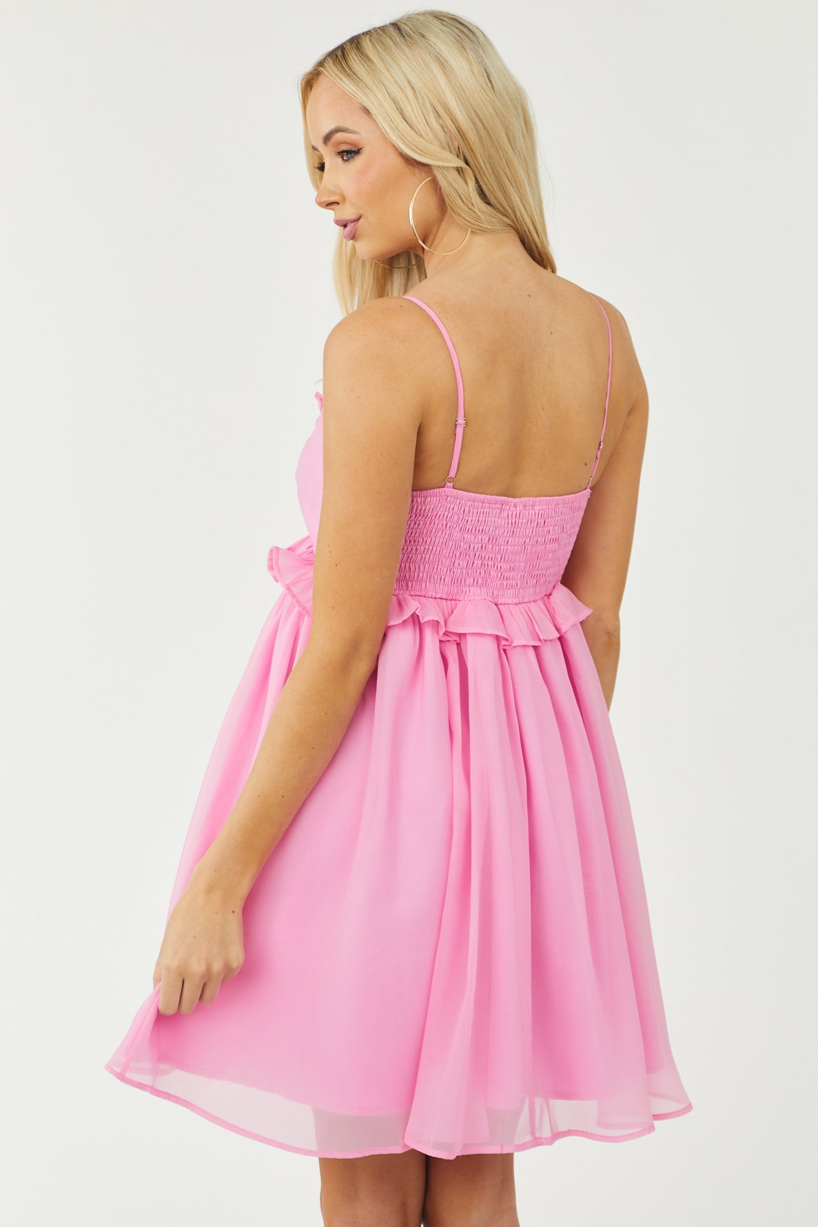 Bubblegum Pink Ruffle Sleeveless Short Dress