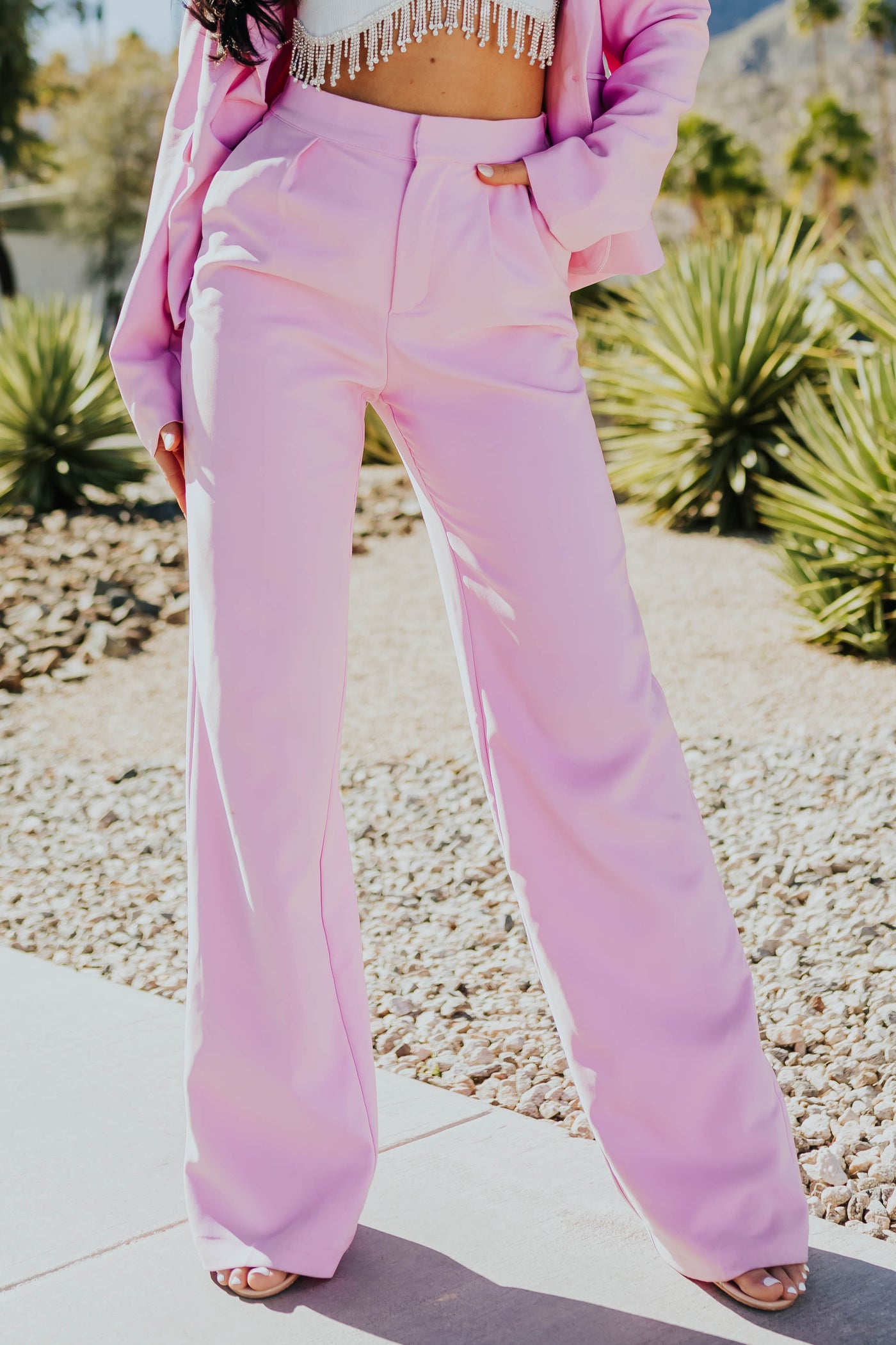 Bubblegum Wide Leg Elastic Waist Woven Pants