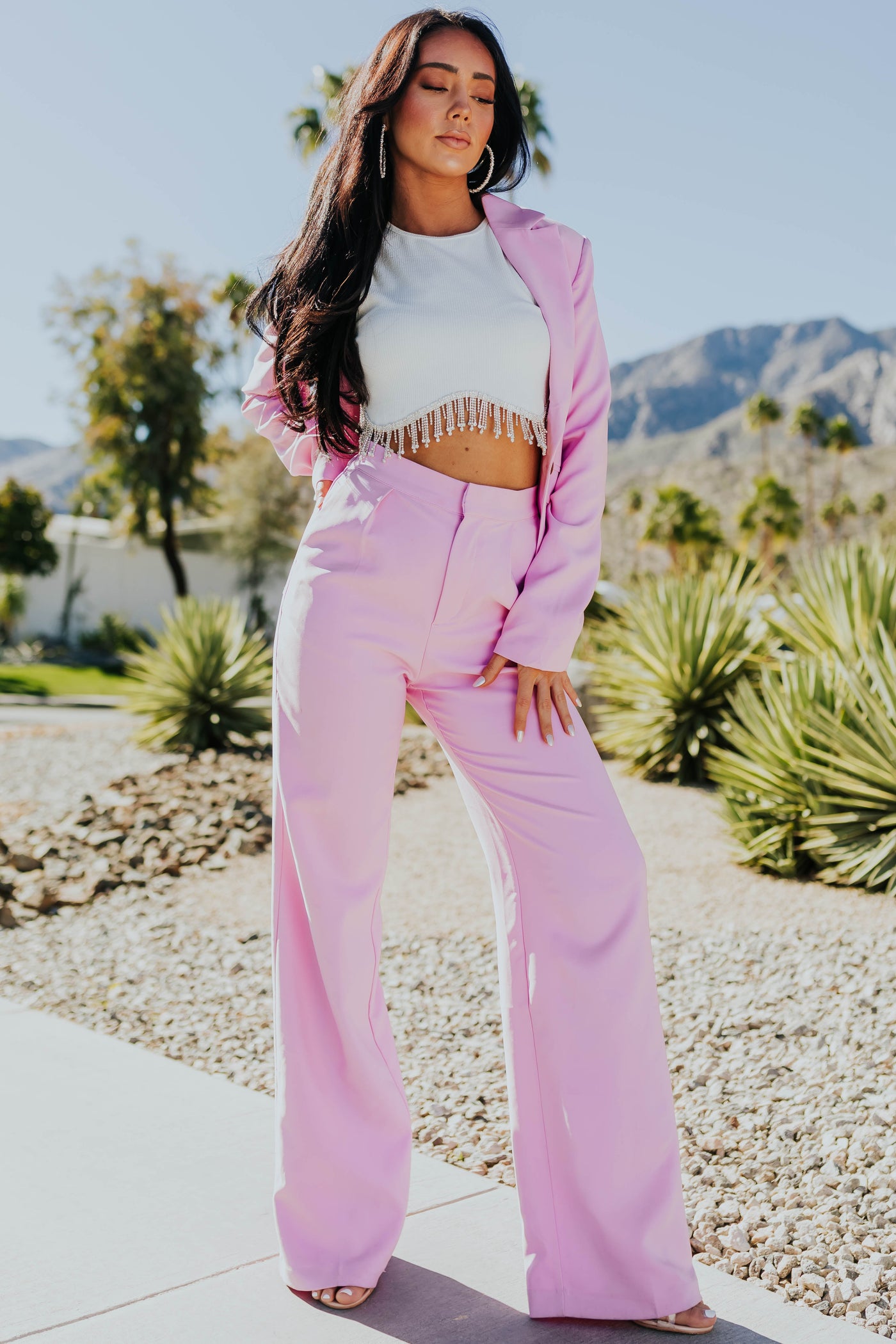 Bubblegum Wide Leg Elastic Waist Woven Pants