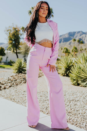 Bubblegum Wide Leg Elastic Waist Woven Pants