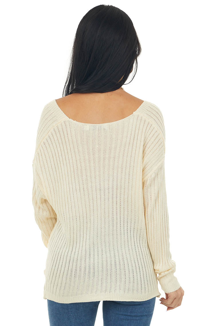 Buttercream Long Sleeve Sweater Wrap Knit Top