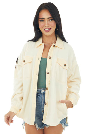 Buttercream Soft Fleece Button Up Shirt Jacket