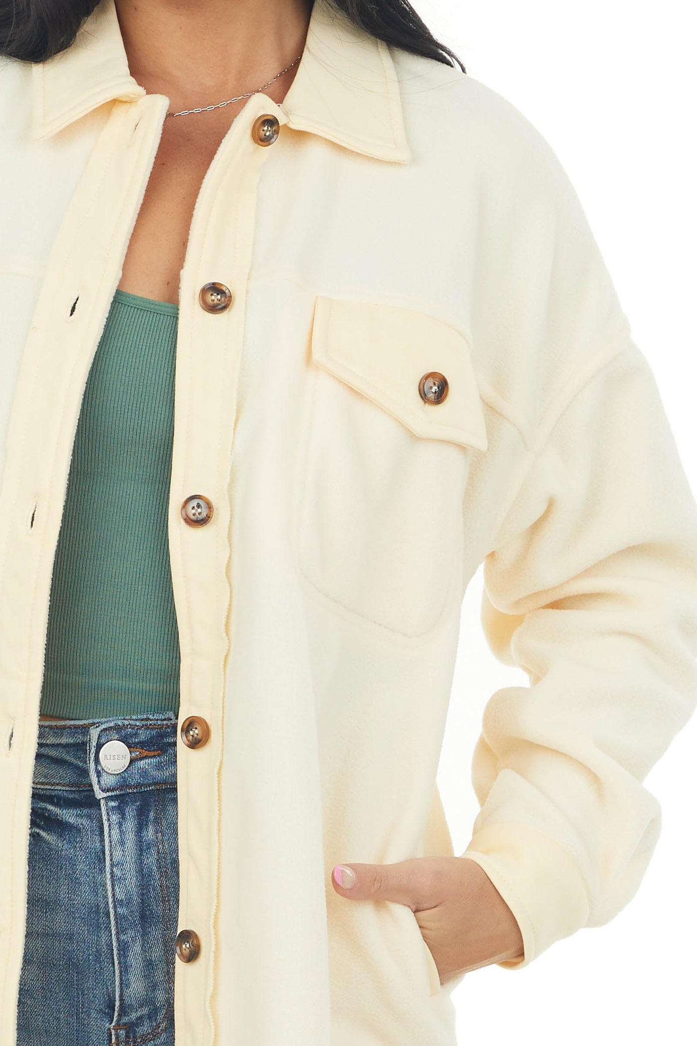 Buttercream Soft Fleece Button Up Shirt Jacket