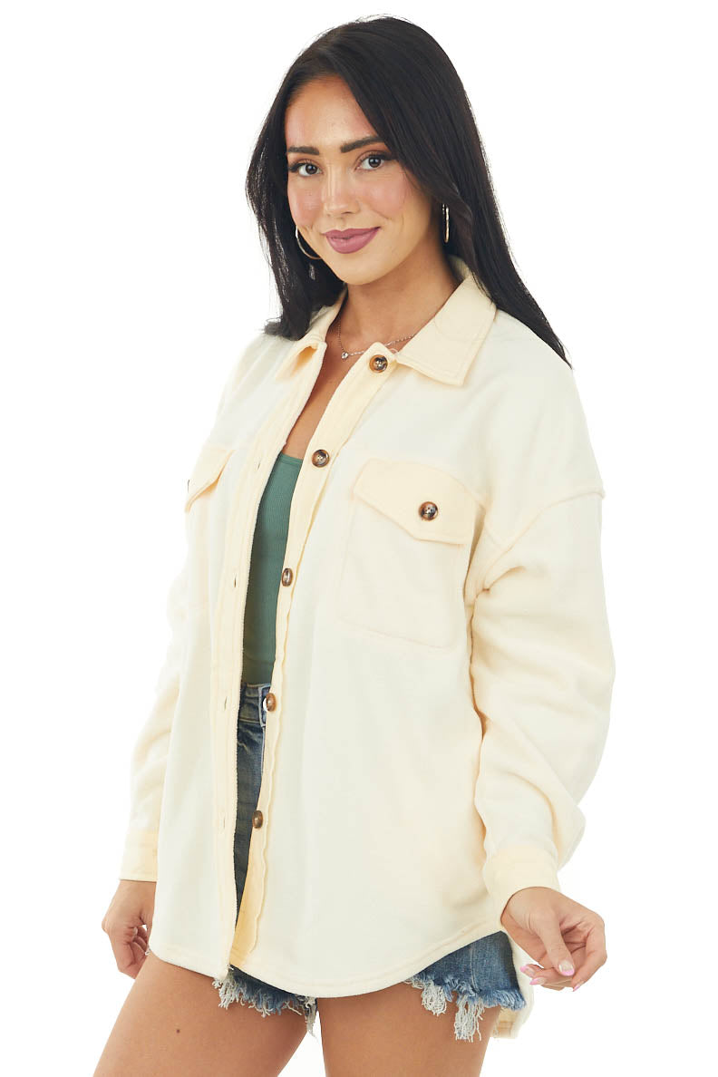 Buttercream Soft Fleece Button Up Shirt Jacket