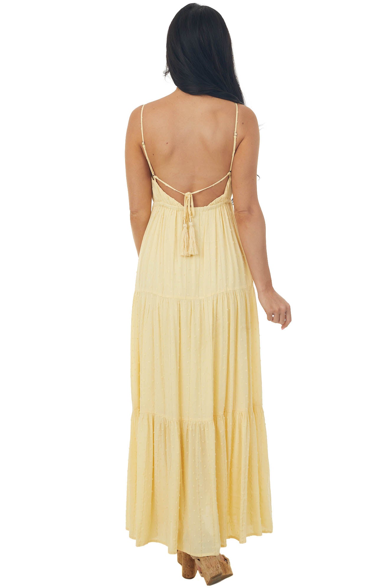 Buttercream Swiss Dot Babydoll Maxi Dress