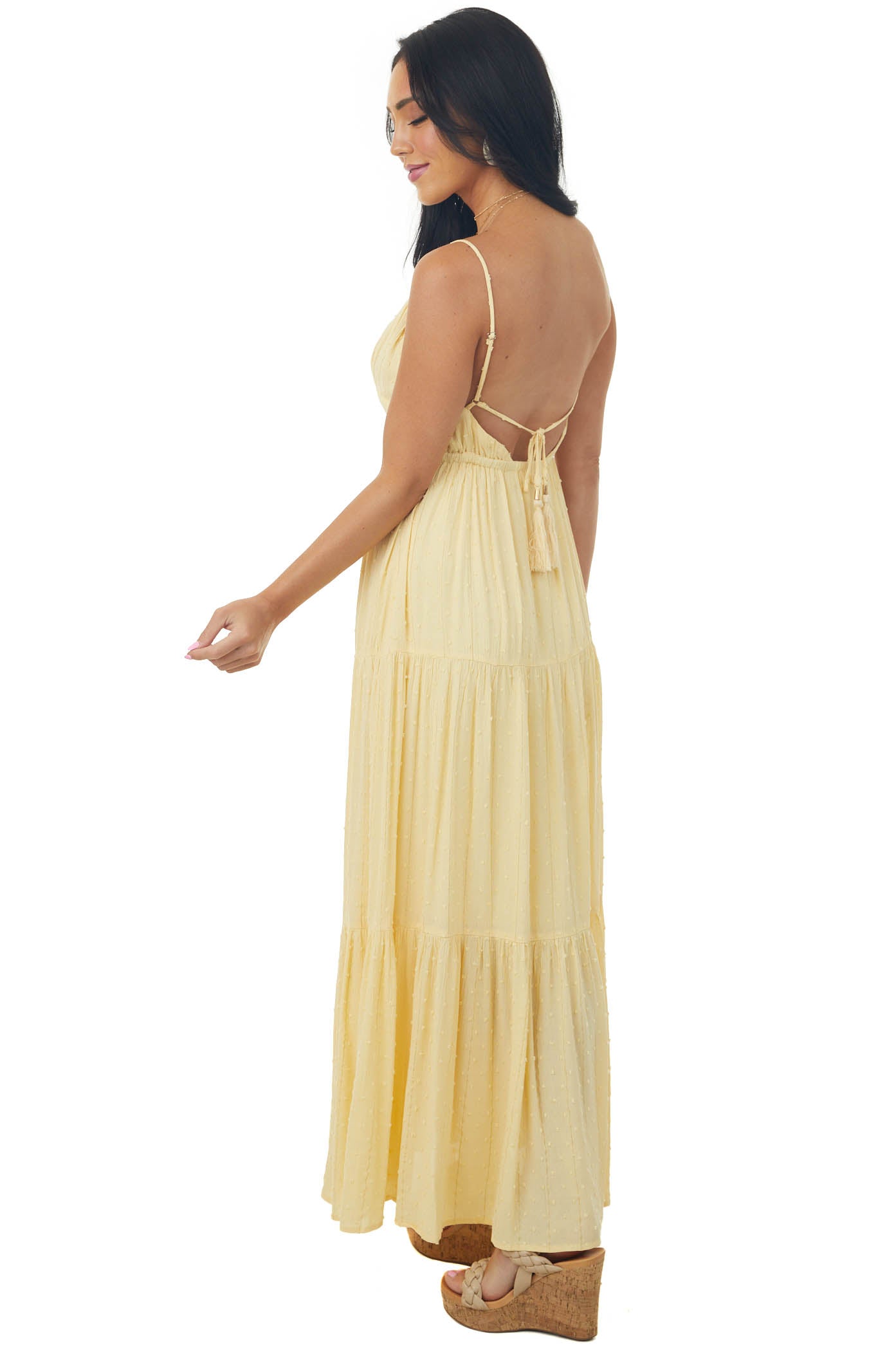 Buttercream Swiss Dot Babydoll Maxi Dress