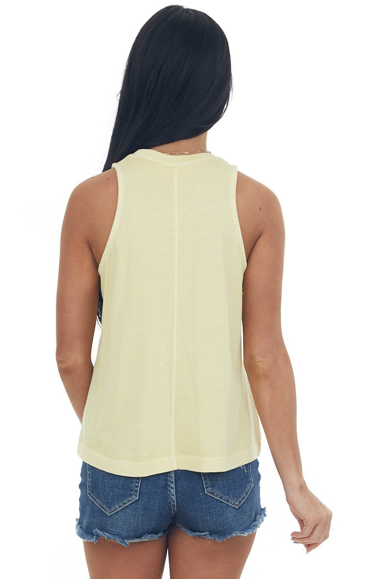 Buttercream Vintage Wash Crew Neck Knit Tank Top