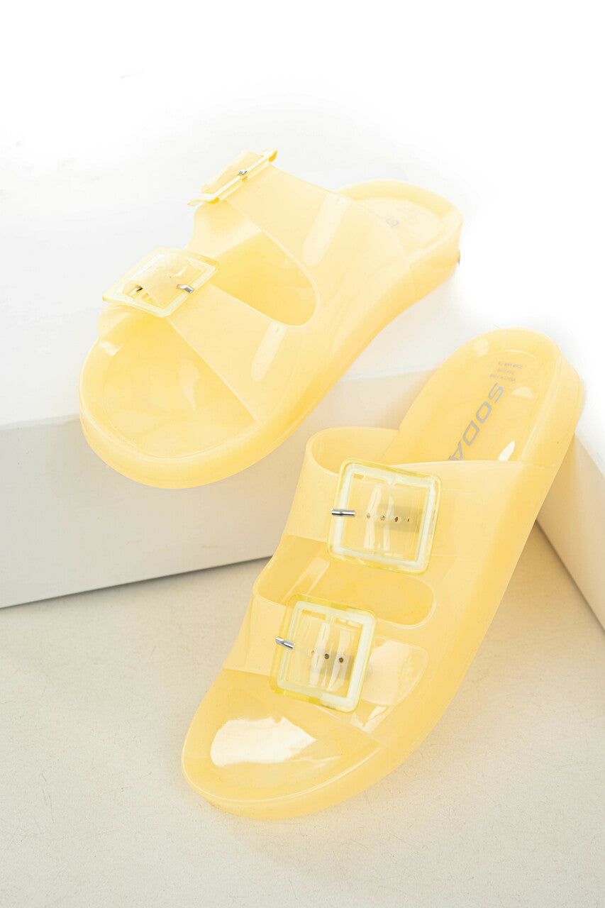 Buttercream Double Buckle Jelly Slip On Sandal 