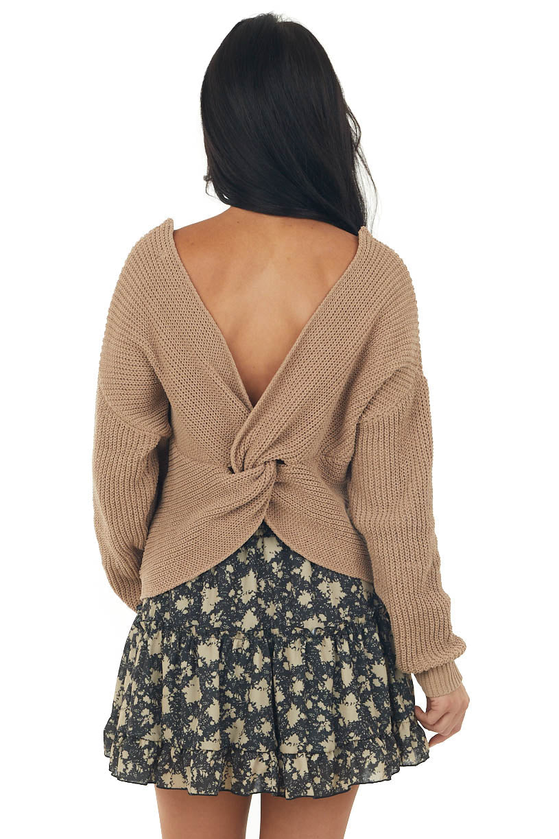 Camel Back Twist Drop Shoulder Sweater