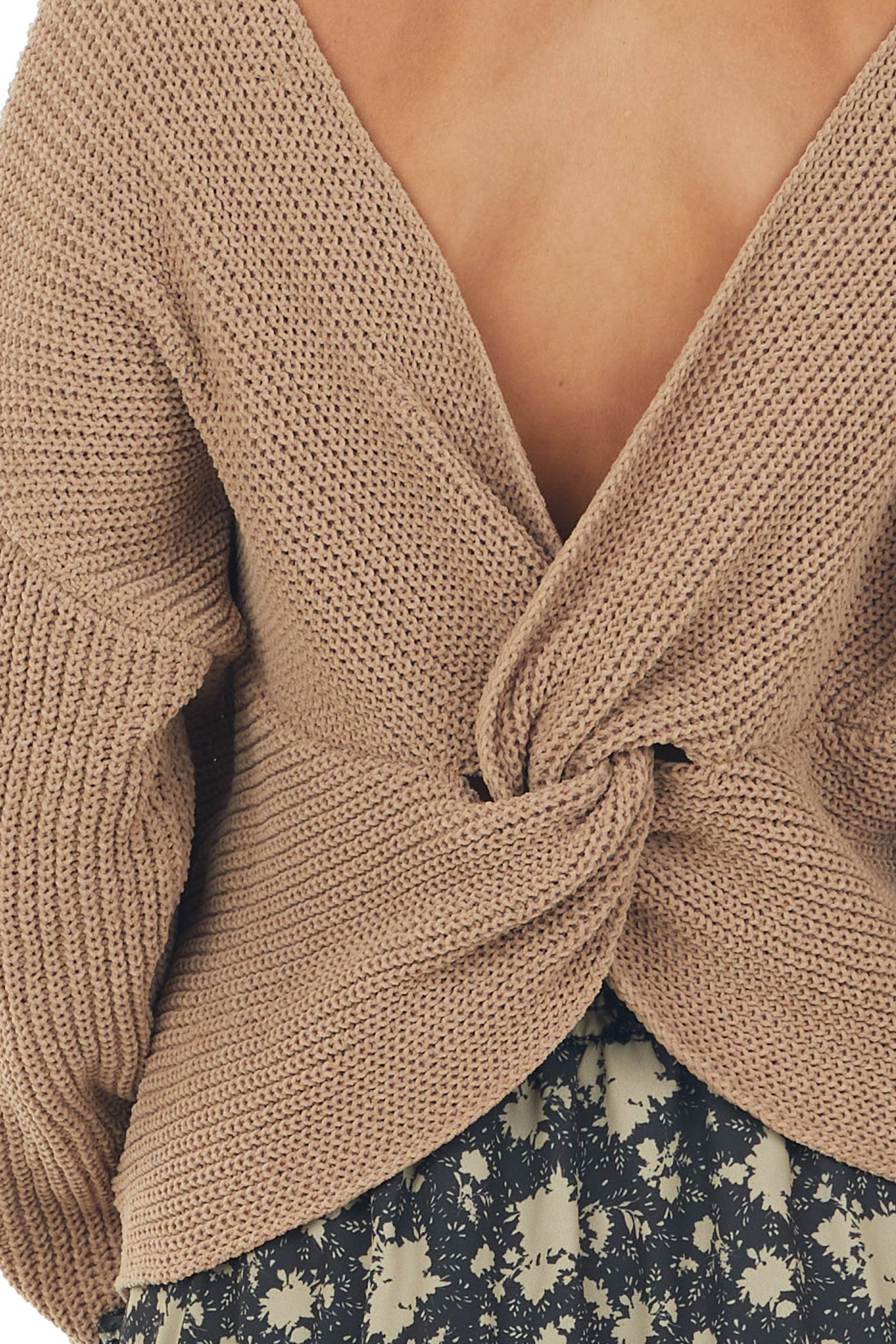 Camel Back Twist Drop Shoulder Sweater