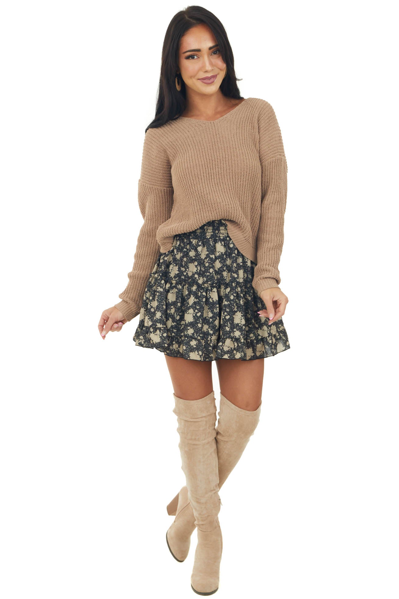 Camel Back Twist Drop Shoulder Sweater