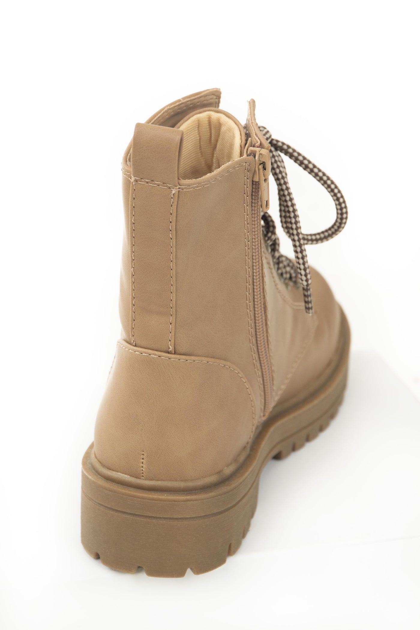 Camel Faux Nubuck Lace Up Lug Boots