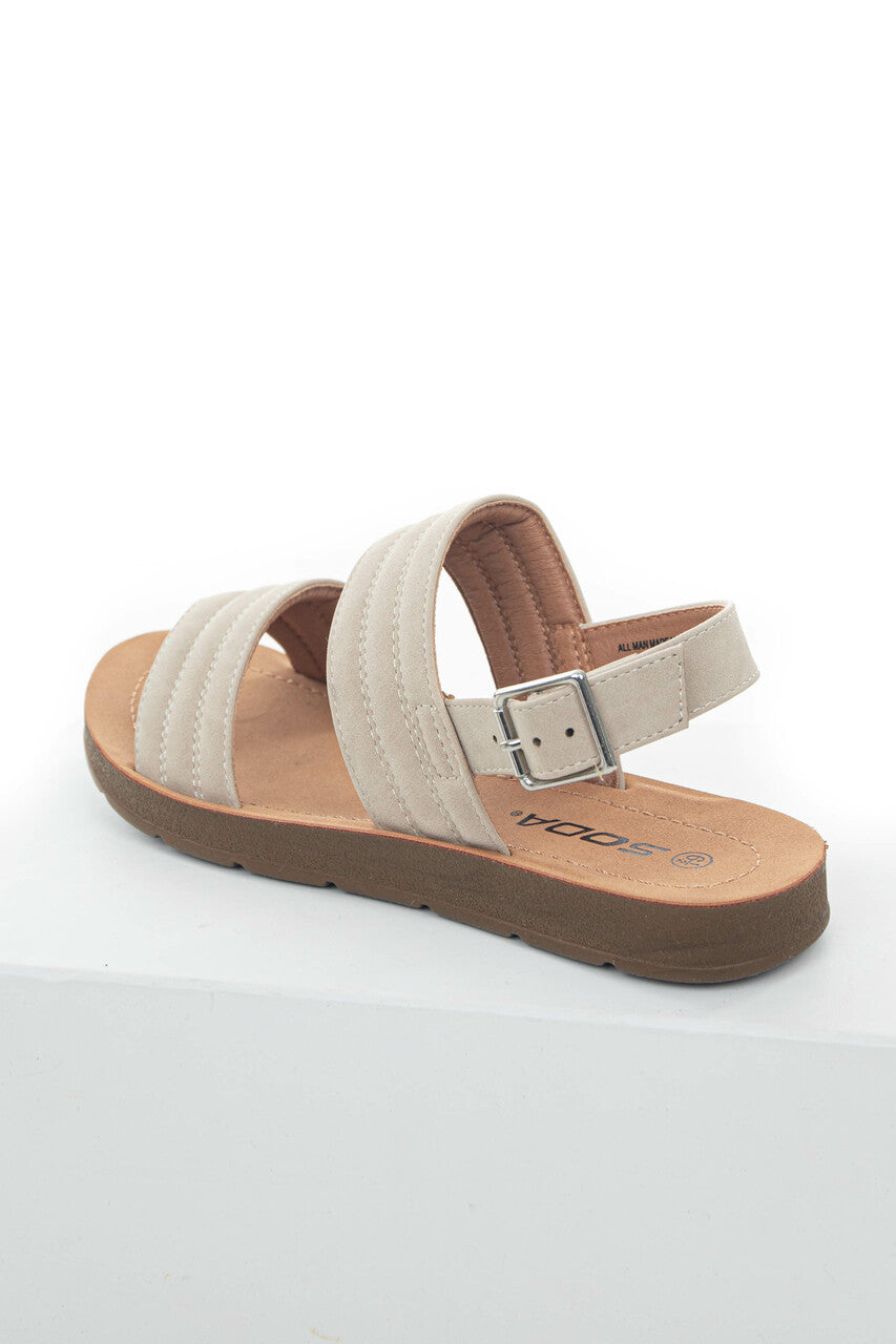 Camel Double Strap Sling Back Sandals