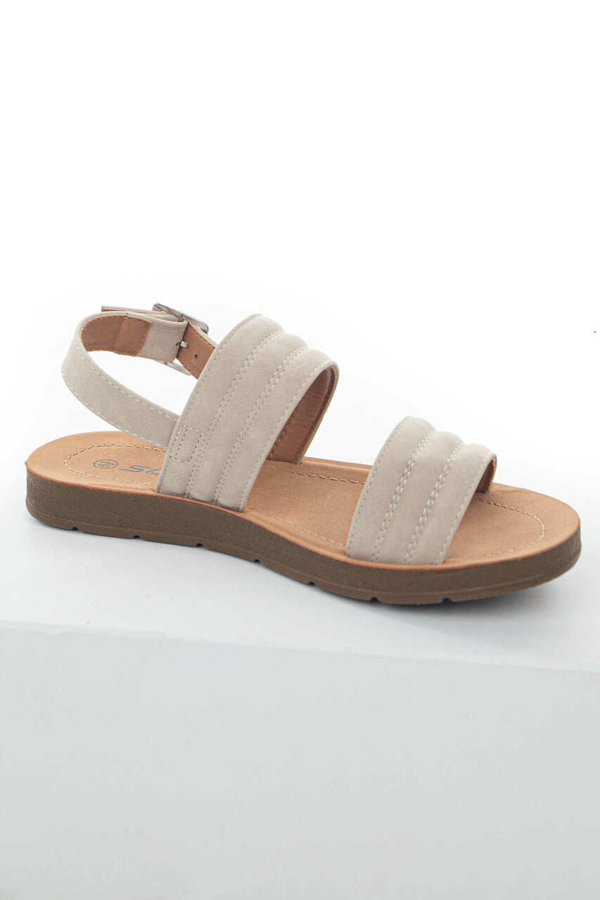 Camel Double Strap Sling Back Sandals