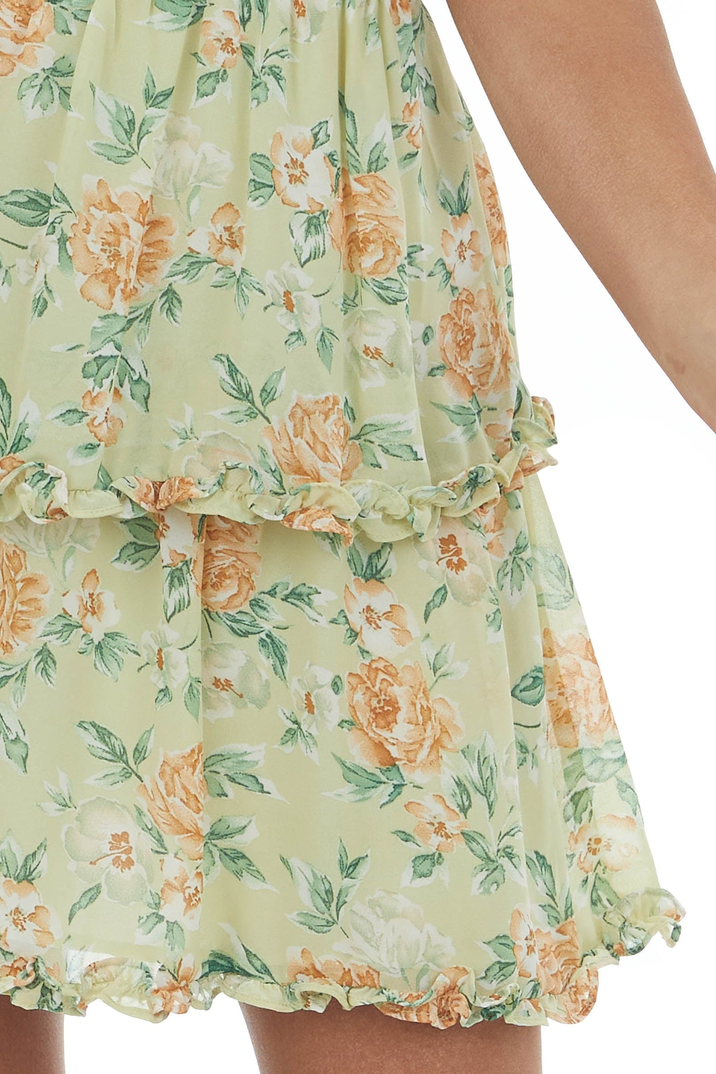 Caramel Apple Floral Sleeveless Ruffle Dress