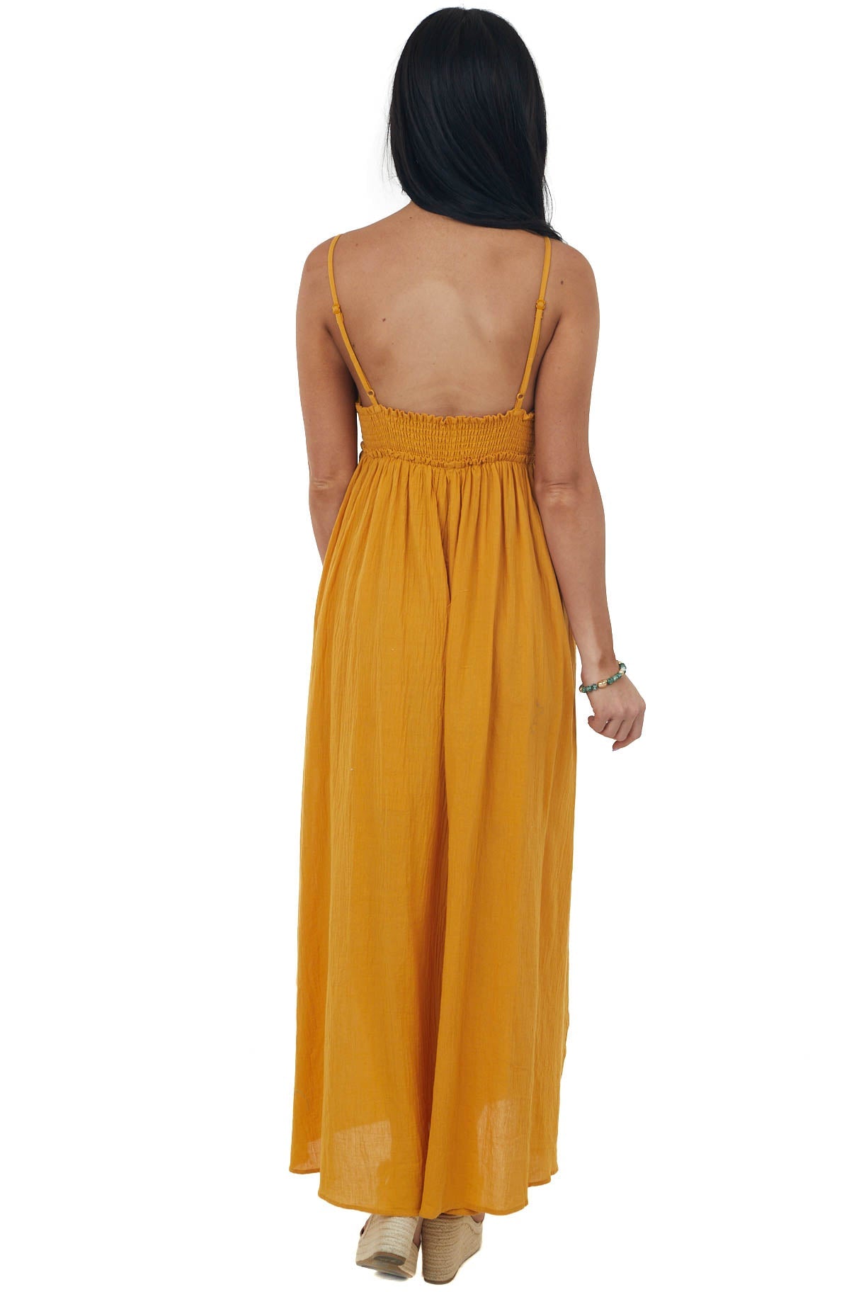 Caramel Sleeveless Smocked Waist Maxi Dress