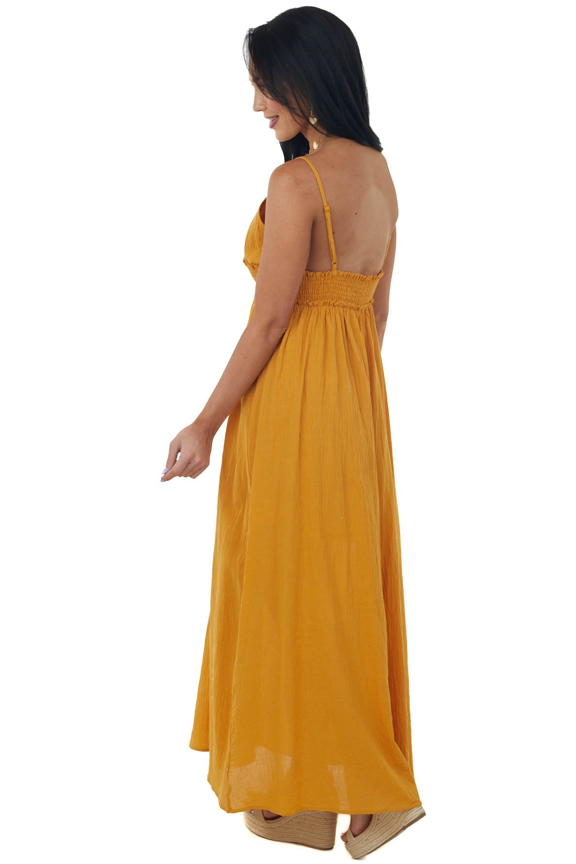 Caramel Sleeveless Smocked Waist Maxi Dress