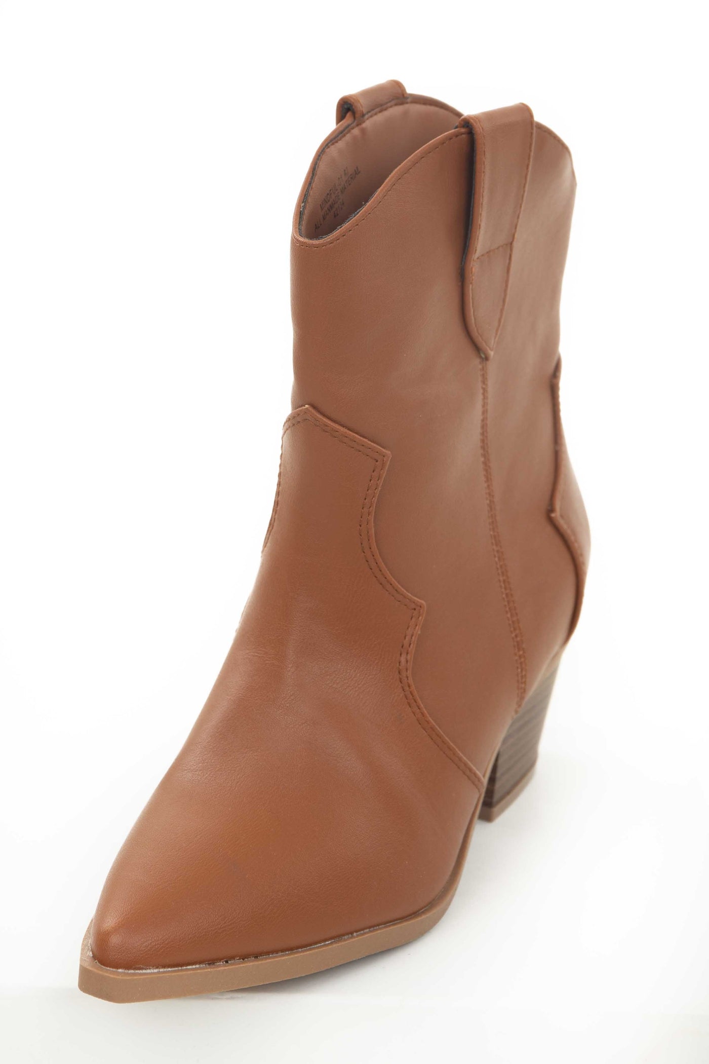 Caramel Pleather Pointed Toe Western Booties