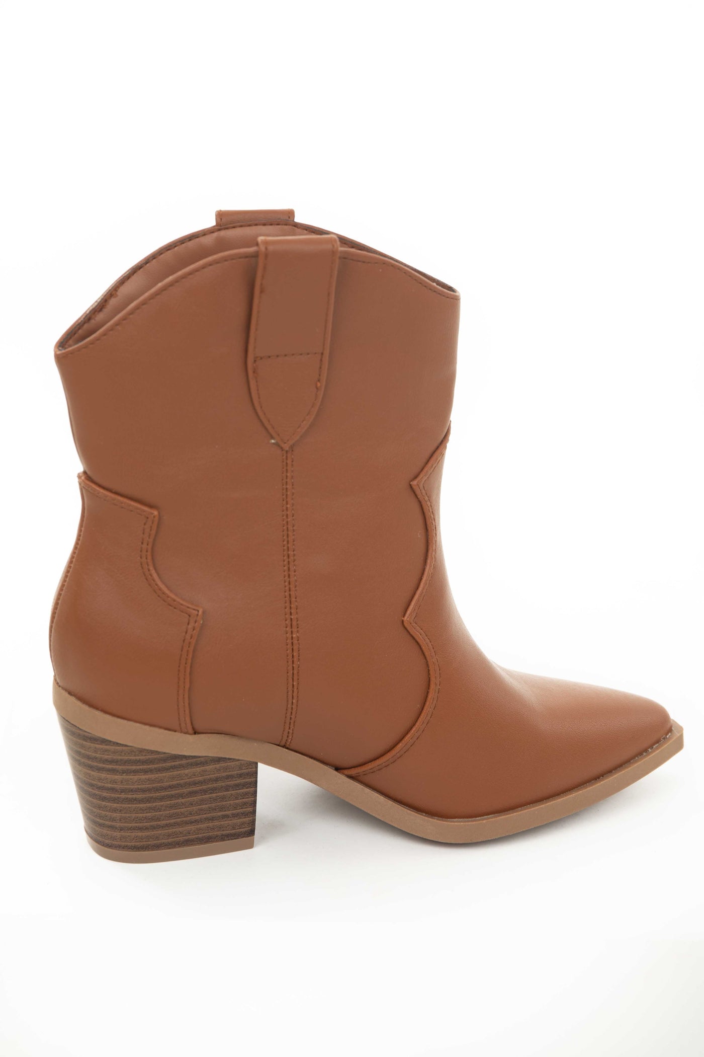 Caramel Pleather Pointed Toe Western Booties