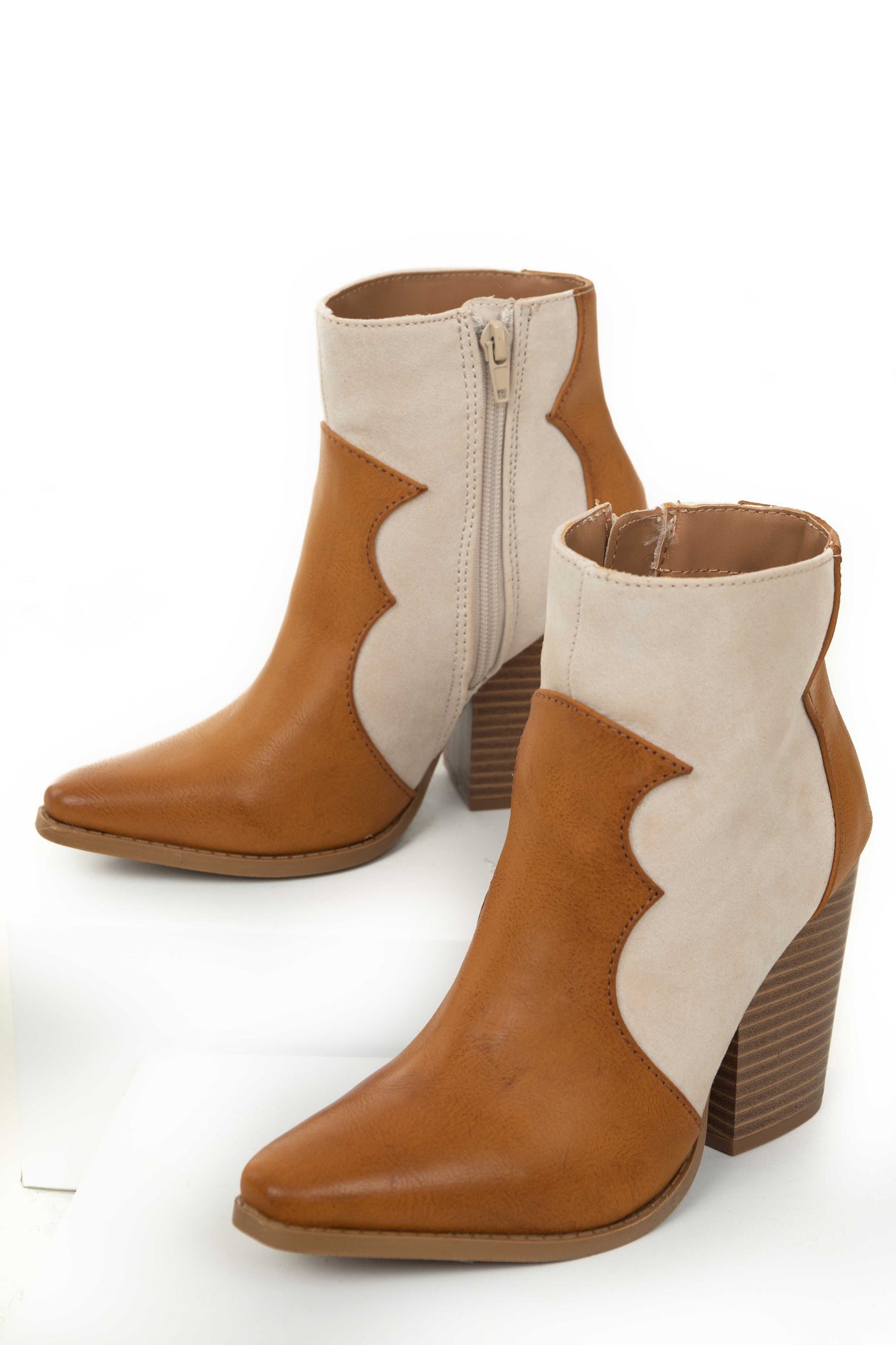 Caramel and Coconut Western Style Booties