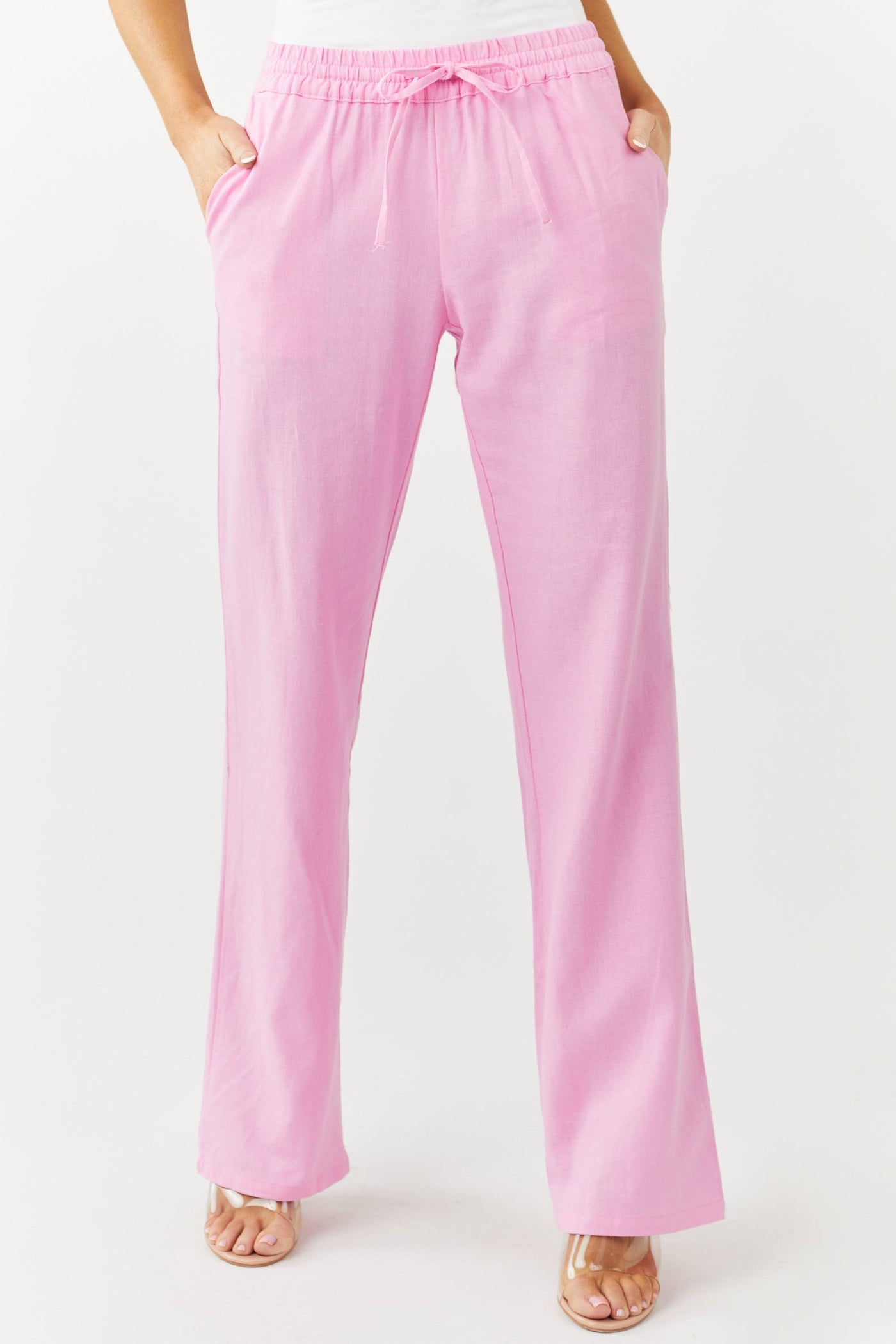 Carnation Elastic Waist Woven Linen Pants