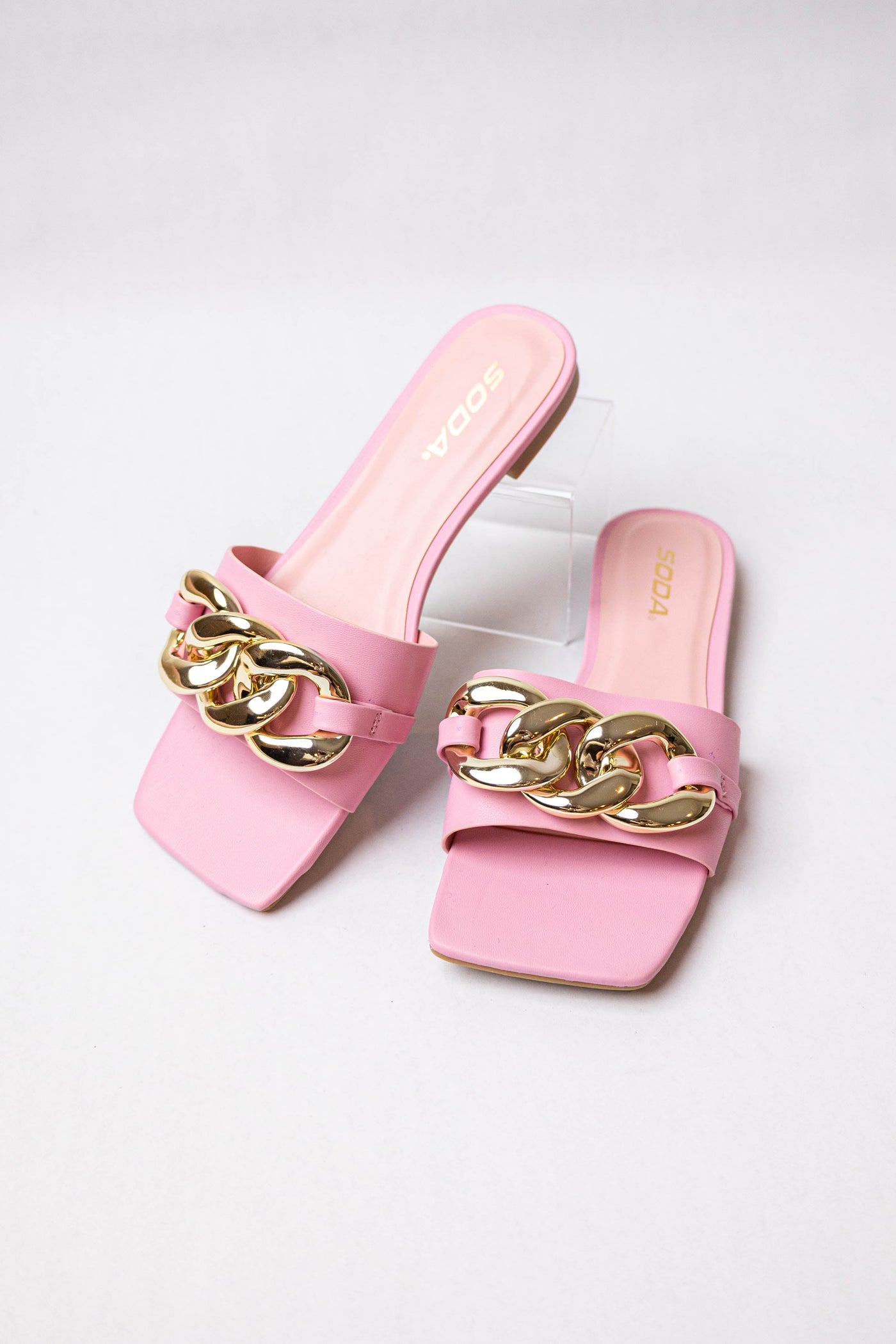 Carnation Faux Leather Chain Detail Strap Sandals