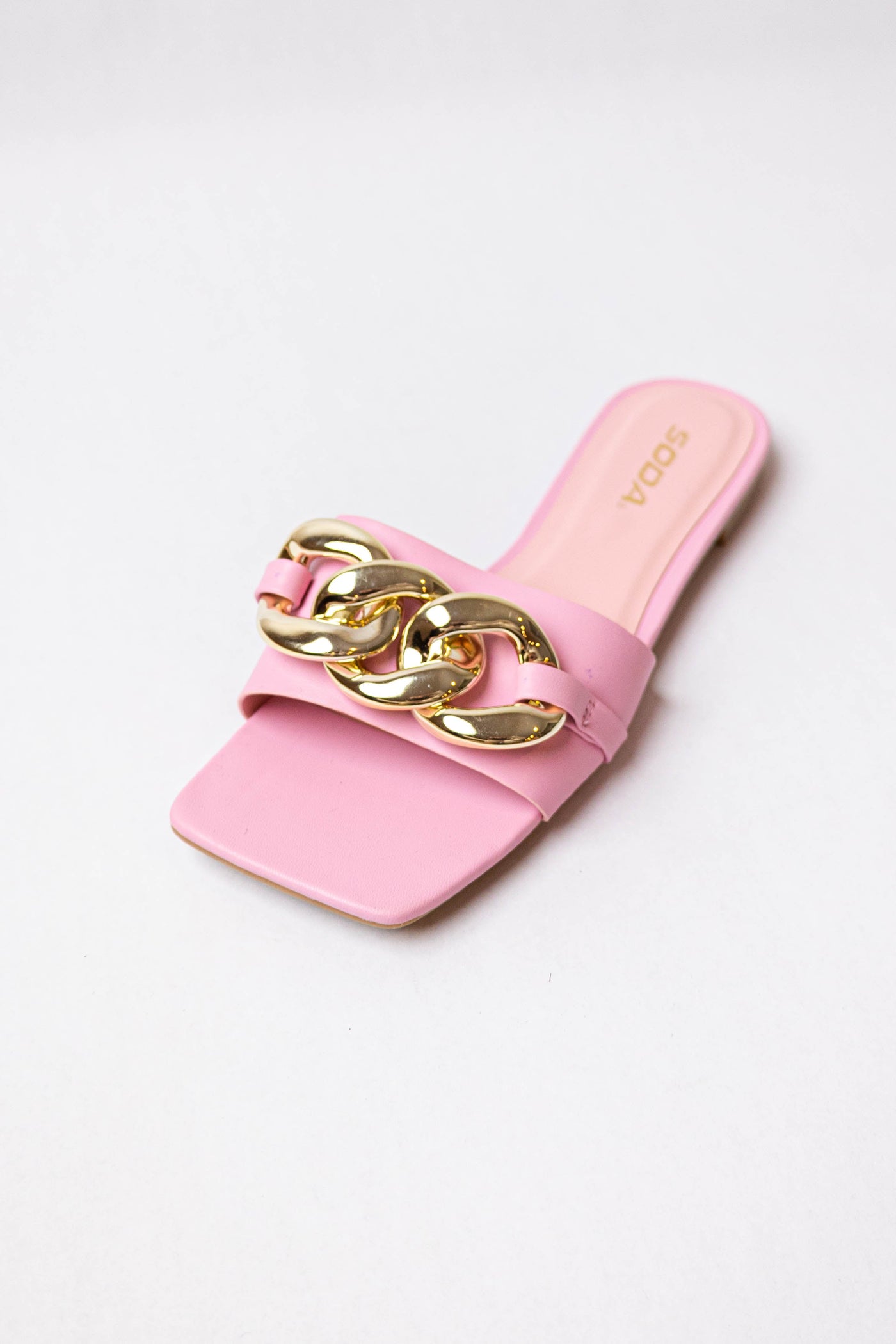 Carnation Faux Leather Chain Detail Strap Sandals