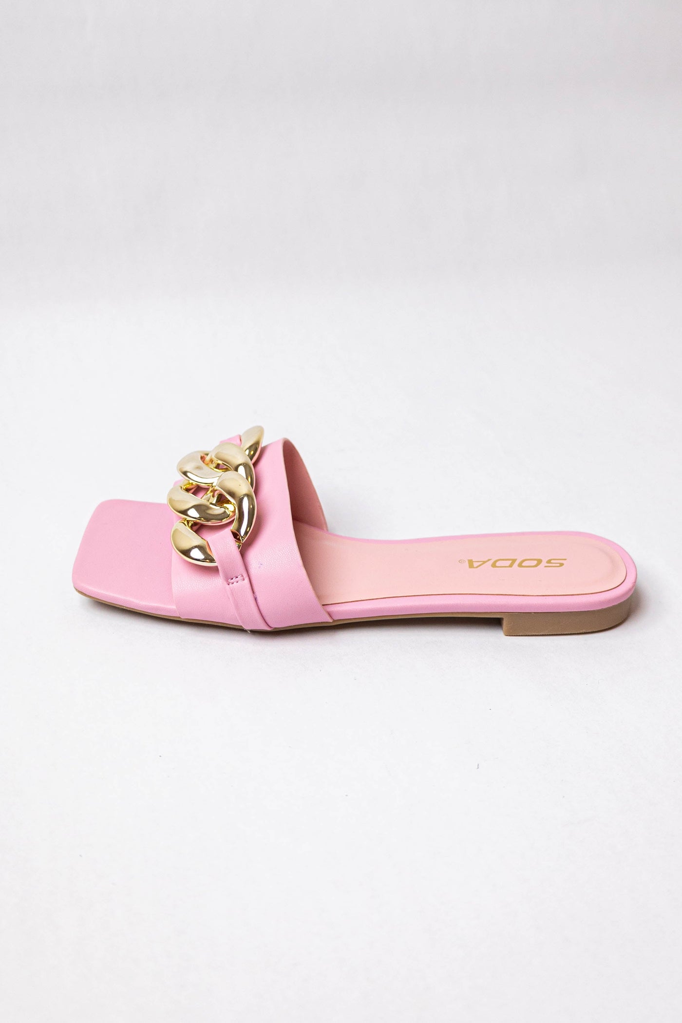 Carnation Faux Leather Chain Detail Strap Sandals