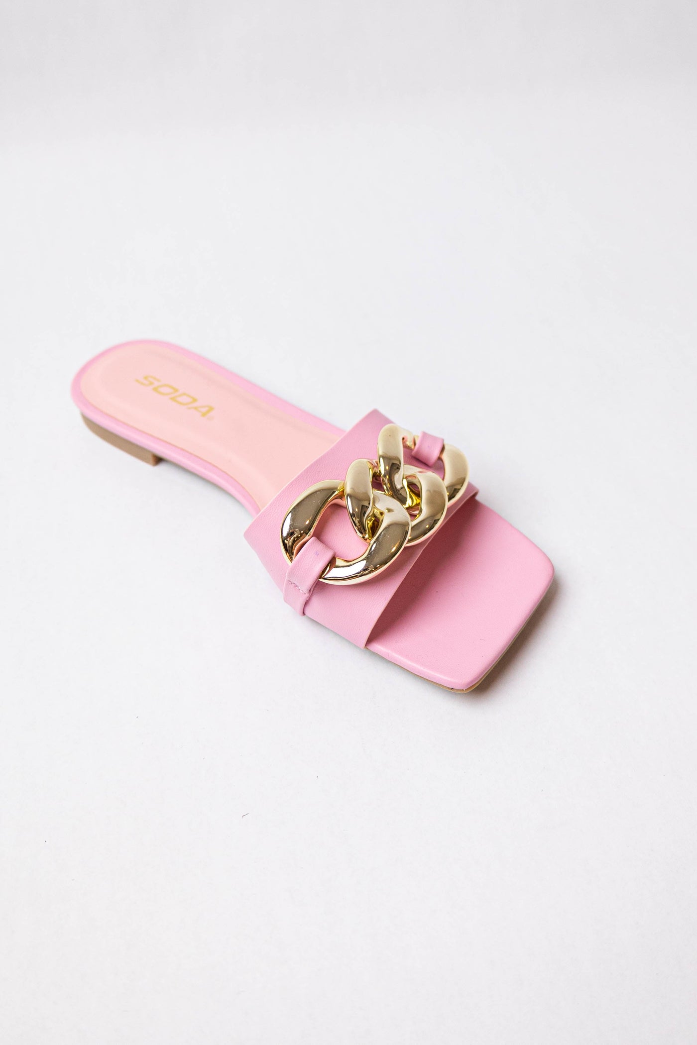 Carnation Faux Leather Chain Detail Strap Sandals