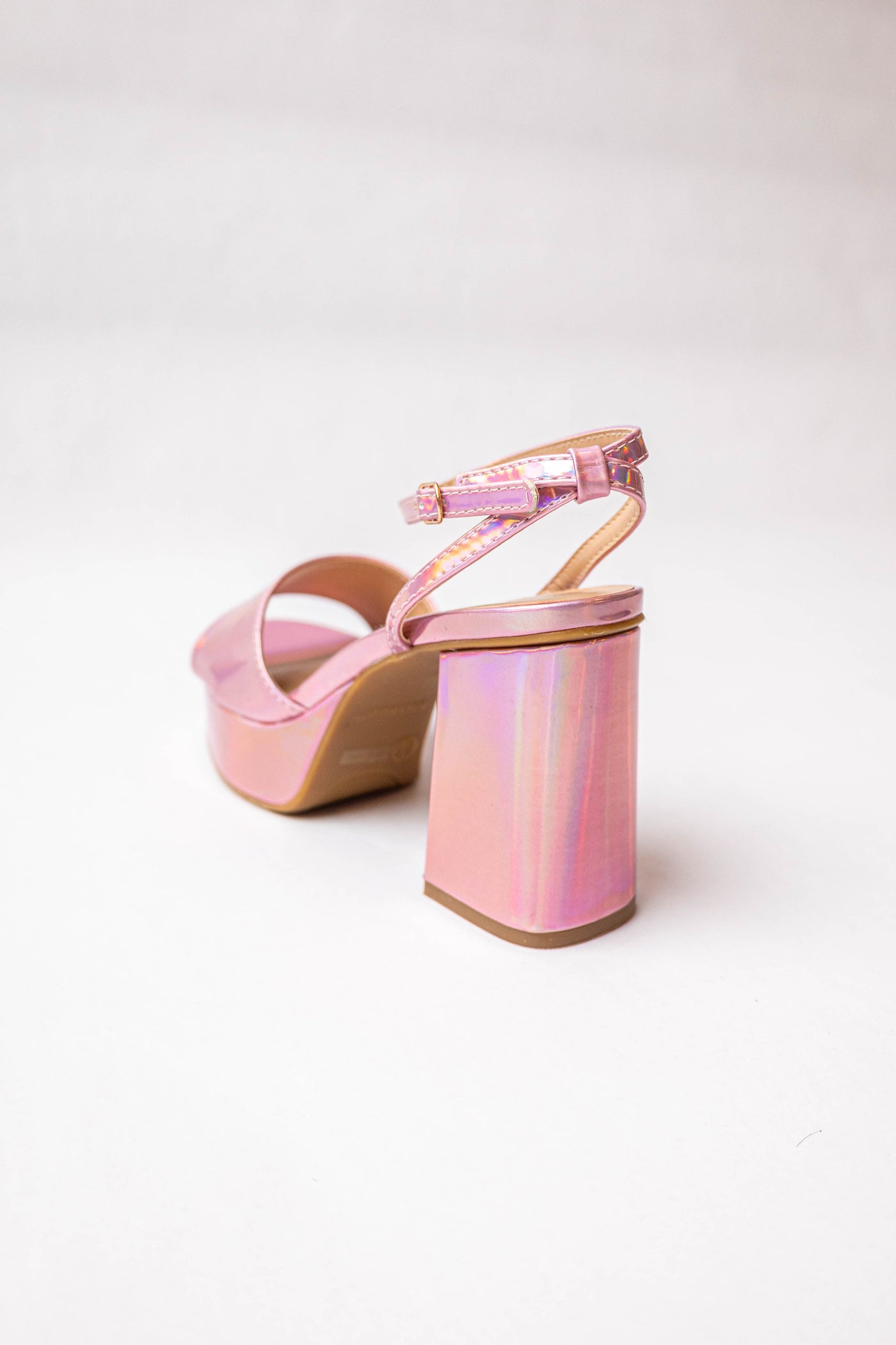 Carnation Iridescent Platform Chunky Heels