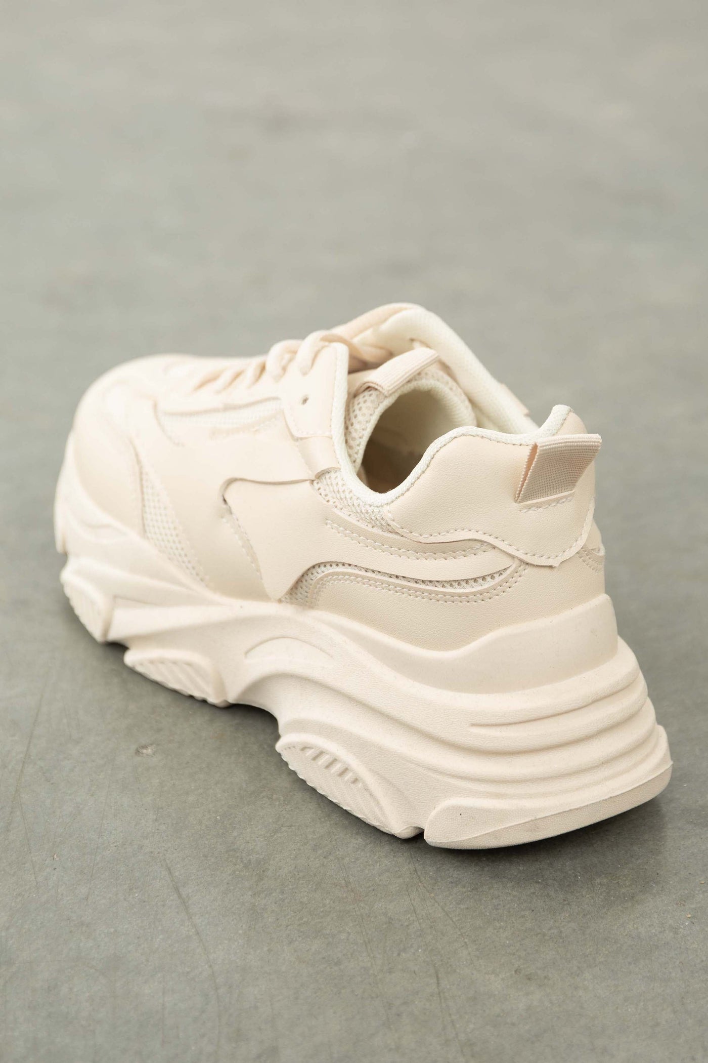 Champagne Lace Up Chunky Sole Sneakers