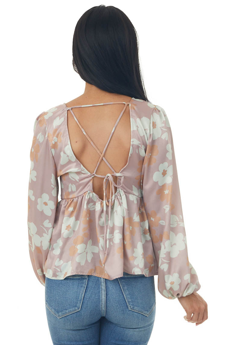 Cherry Blossom Floral Strappy Back Babydoll Top