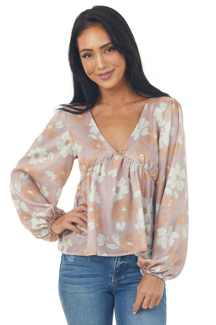 Cherry Blossom Floral Strappy Back Babydoll Top