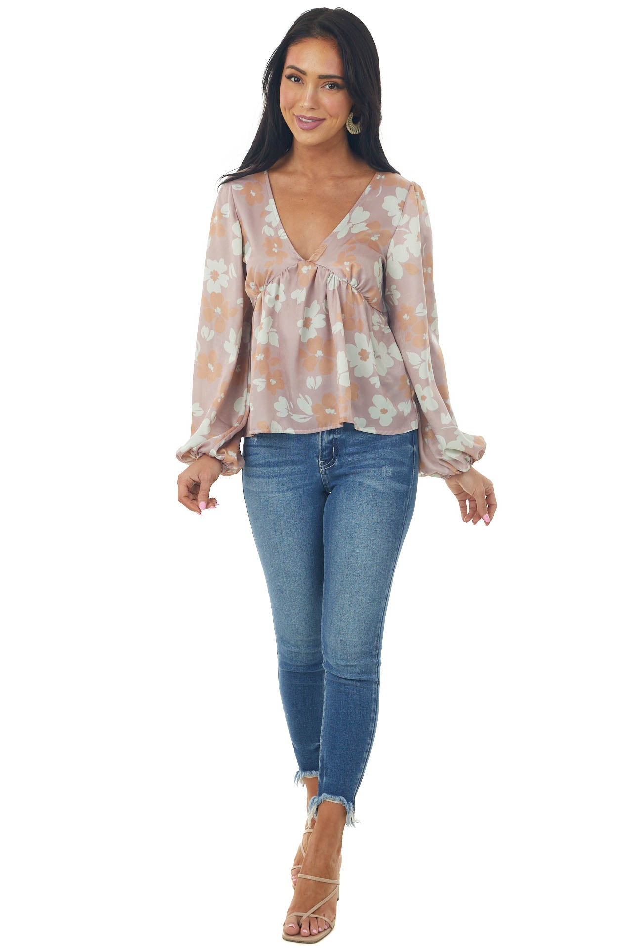 Cherry Blossom Floral Strappy Back Babydoll Top