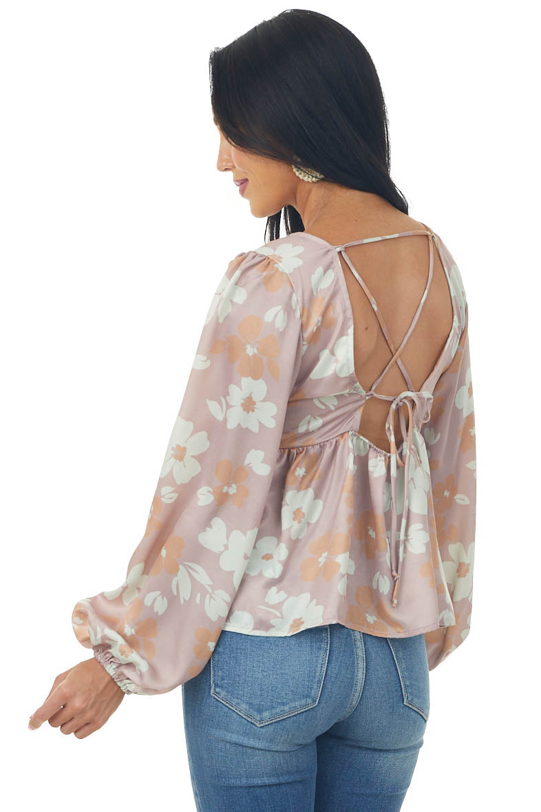 Cherry Blossom Floral Strappy Back Babydoll Top