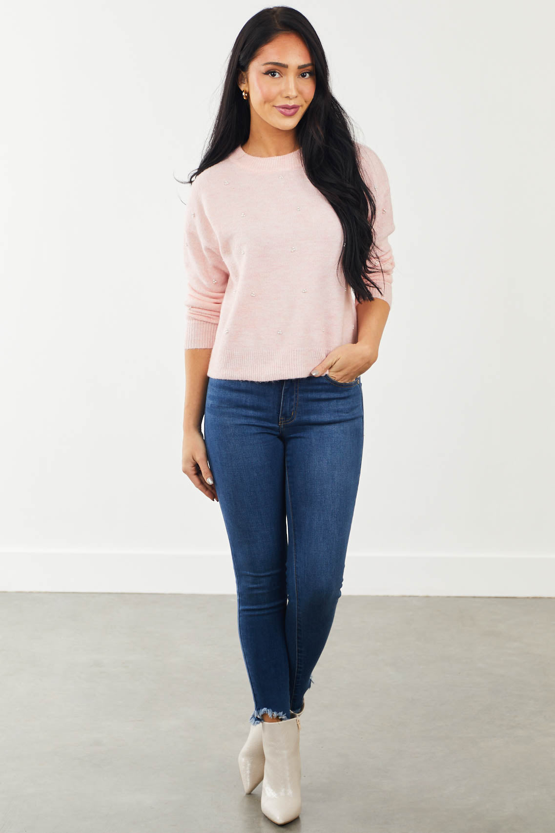 Cherry Blossom Pearl Embellished Sweater