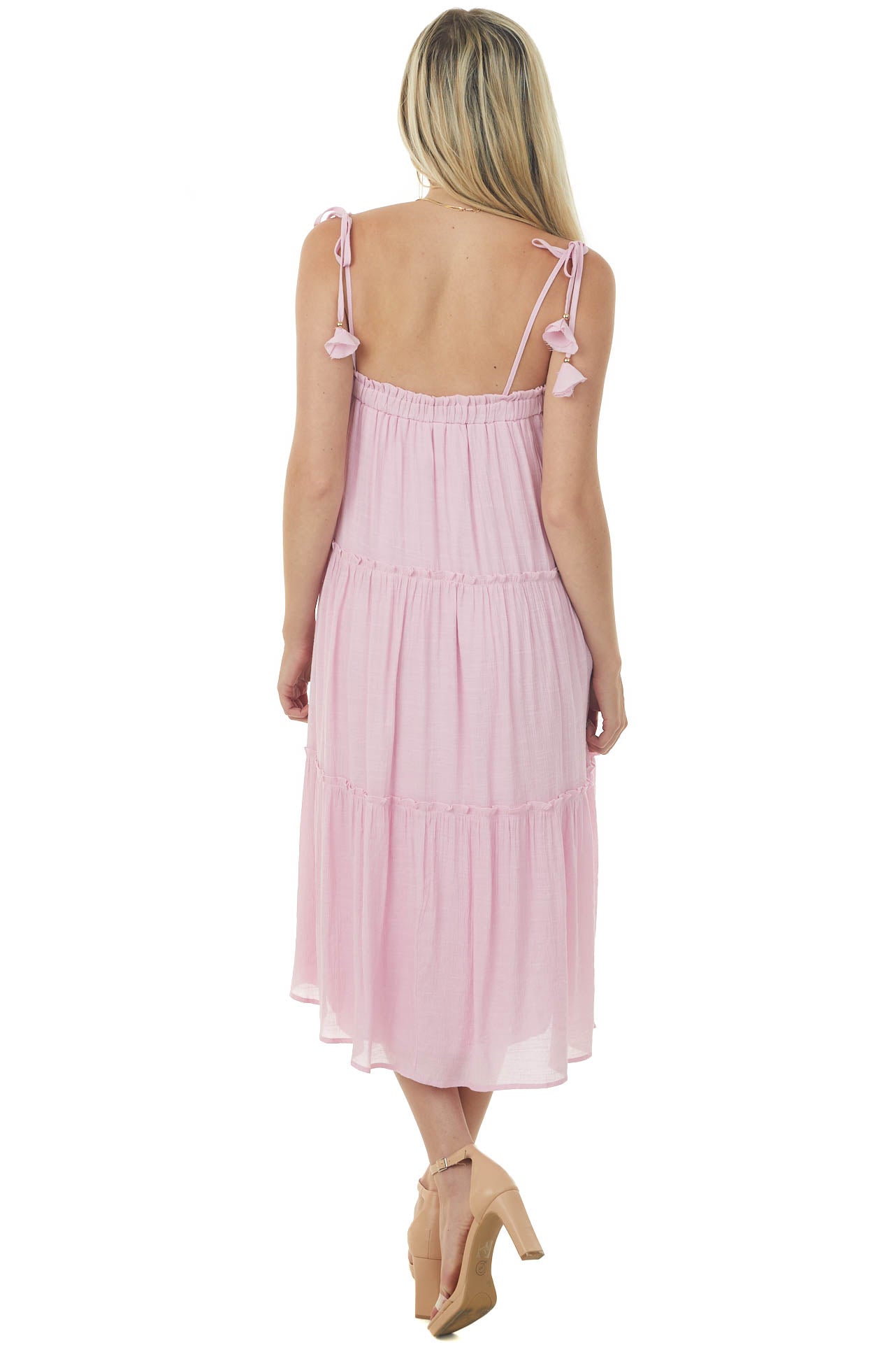 Cherry Blossom Sleeveless Tiered Midi Dress