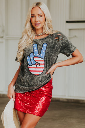 Cherry Red Sequined Mini Pencil Skirt