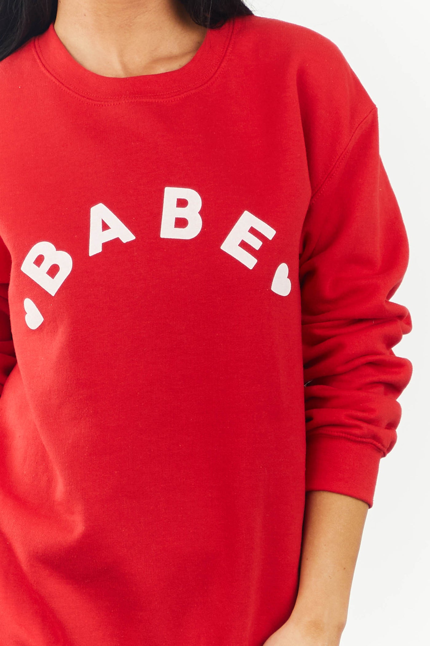 Cherry Red 'Babe' Heart Graphic Sweatshirt