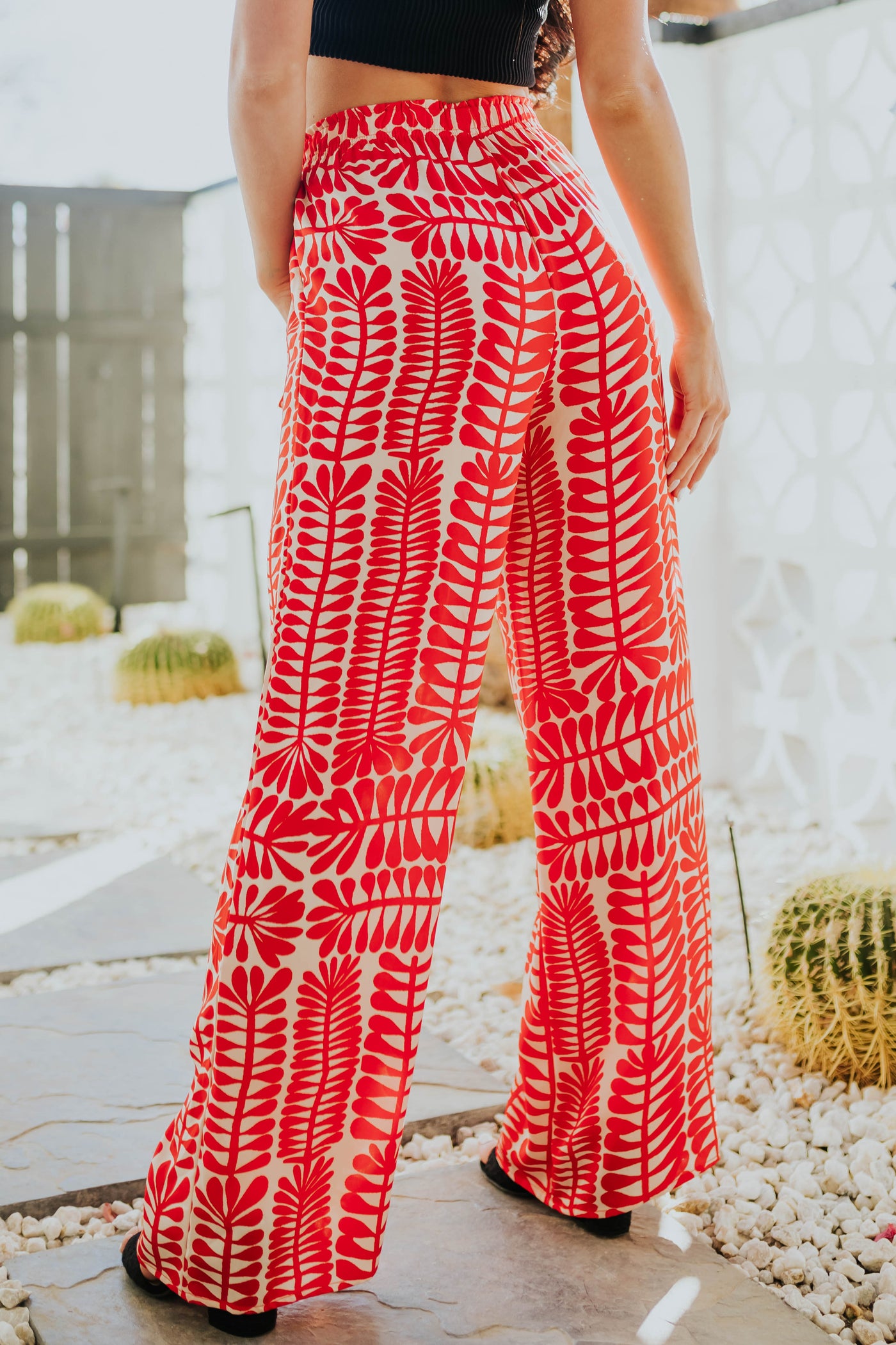 Cherry and Cream Printed Wide Leg Flowy Pants