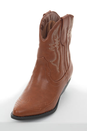 Cinnamon Western Style Pointed Toe Booties