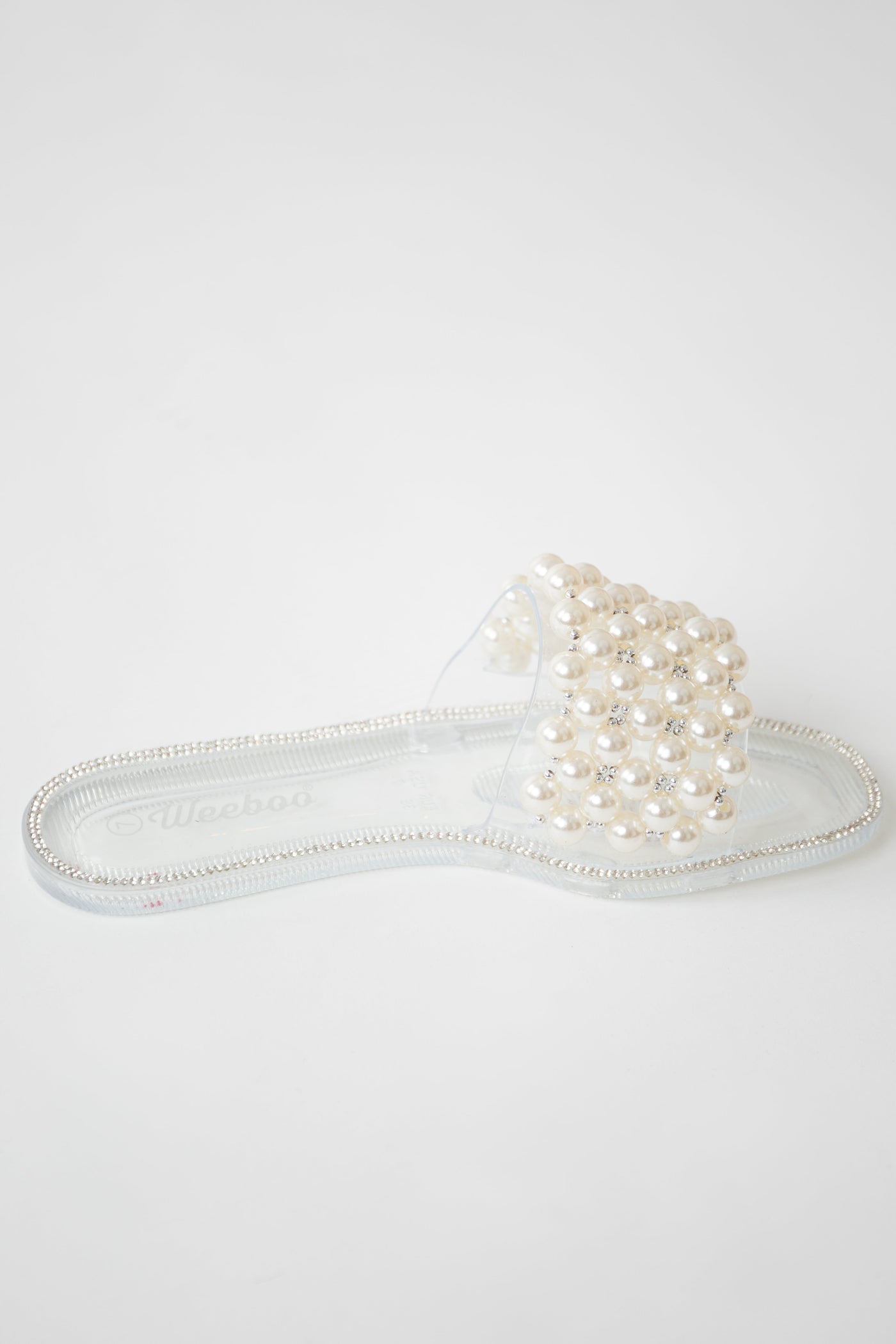 Clear Pearl Strap Slip On Jelly Sandals
